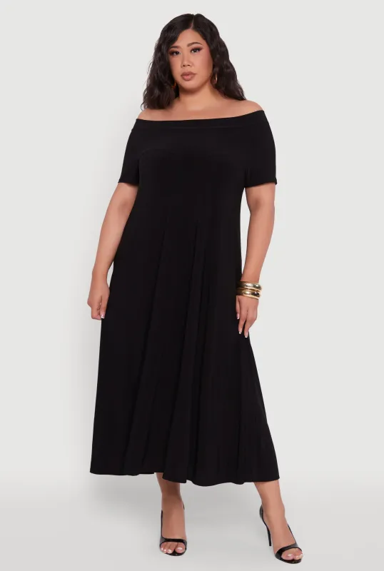 Plus Size Off The Shoulder Tent Maxi Dress sold by Rainbow