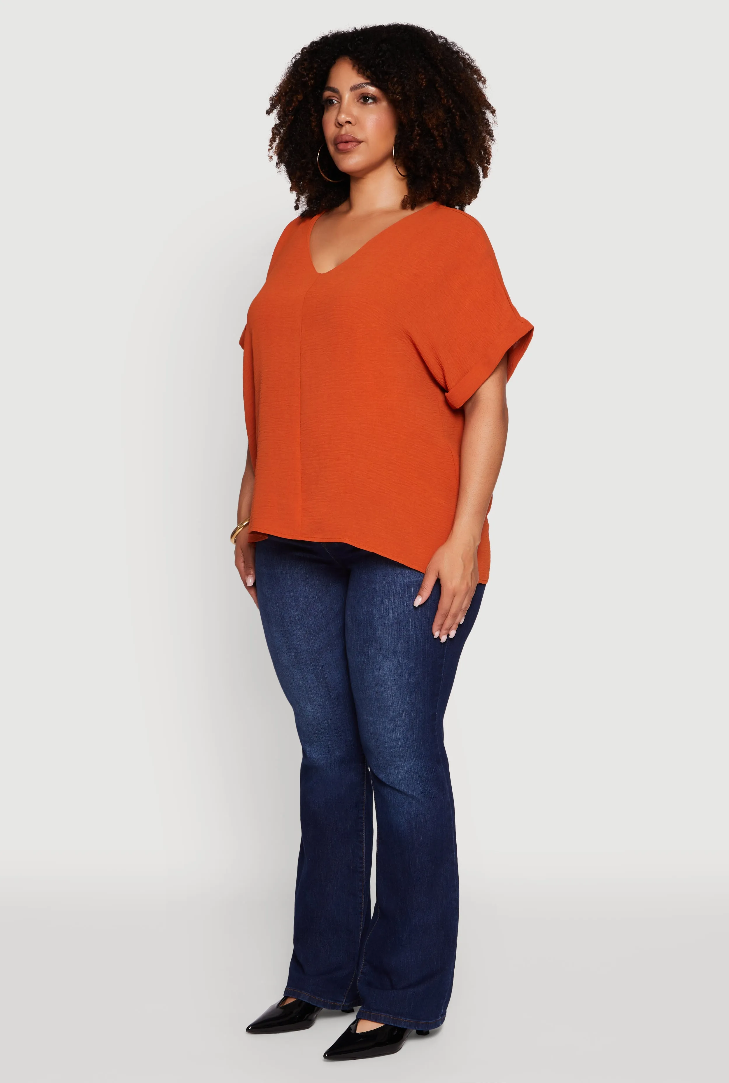 Plus Size Crepe Knit Fixed Cuff Dolman Sleeve Blouse sold by Rainbow product image thumbnail 5