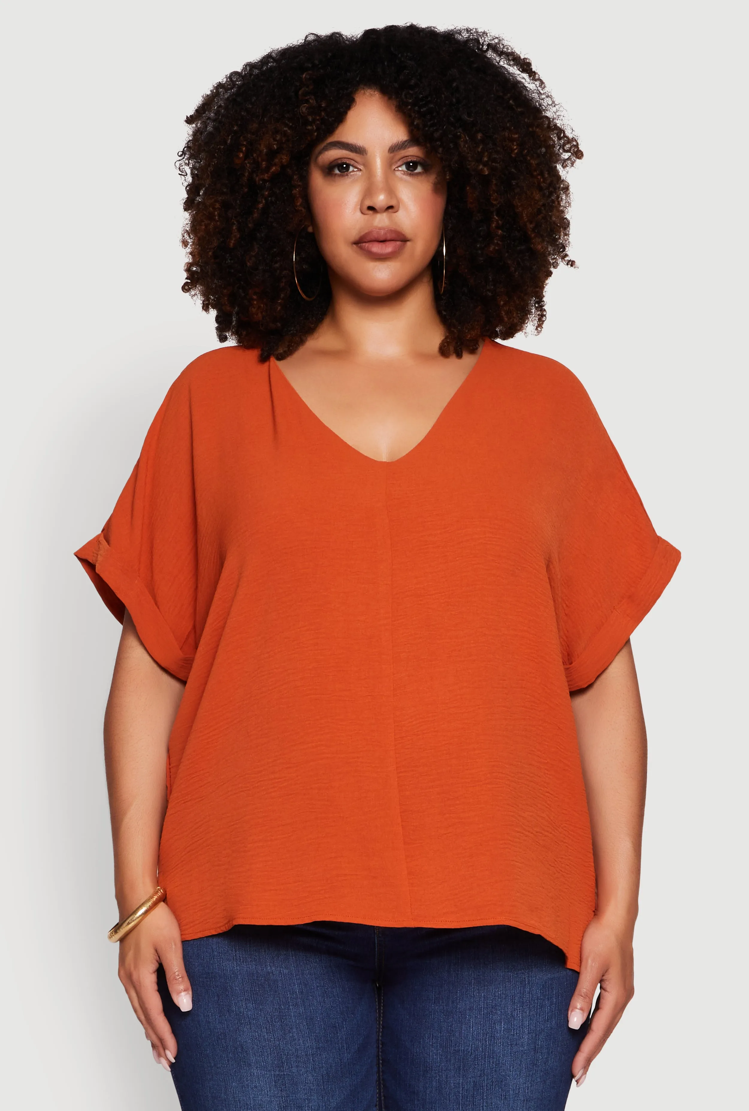 Plus Size Crepe Knit Fixed Cuff Dolman Sleeve Blouse sold by Rainbow product image thumbnail 2