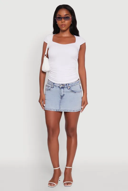 Ruched Side Cap Sleeve Crop Top sold by Rainbow