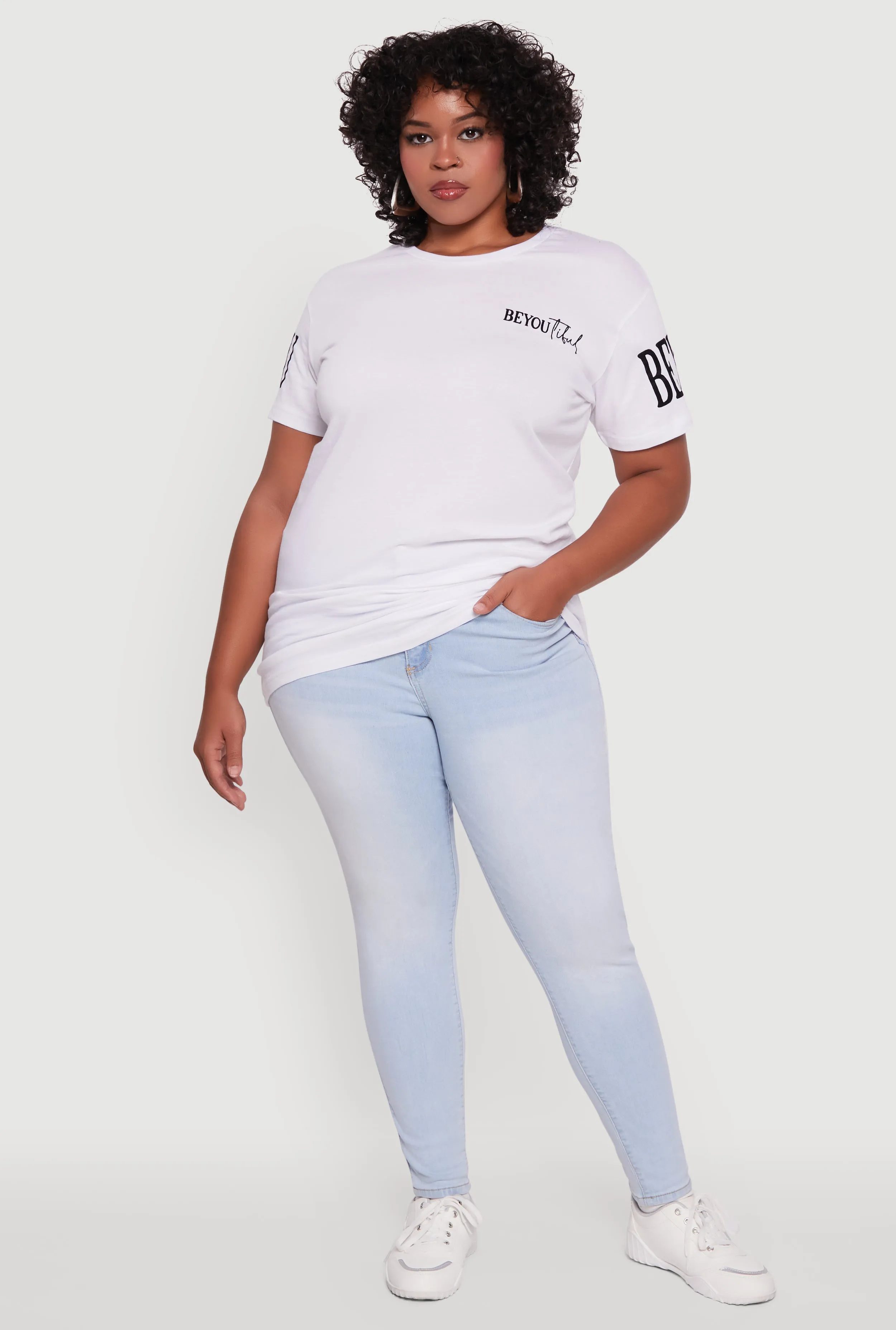 Plus Size Velvet Burnout Beautiful Graphic Tee sold by Rainbow