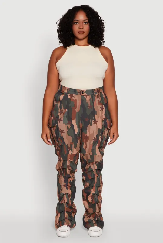 Plus Size High Waisted Printed Pattern Cargo Pants sold by Rainbow