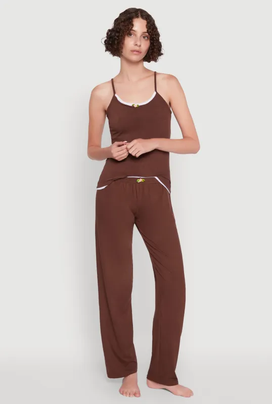Contrast Trim Pajama Cami and Pants sold by Rainbow