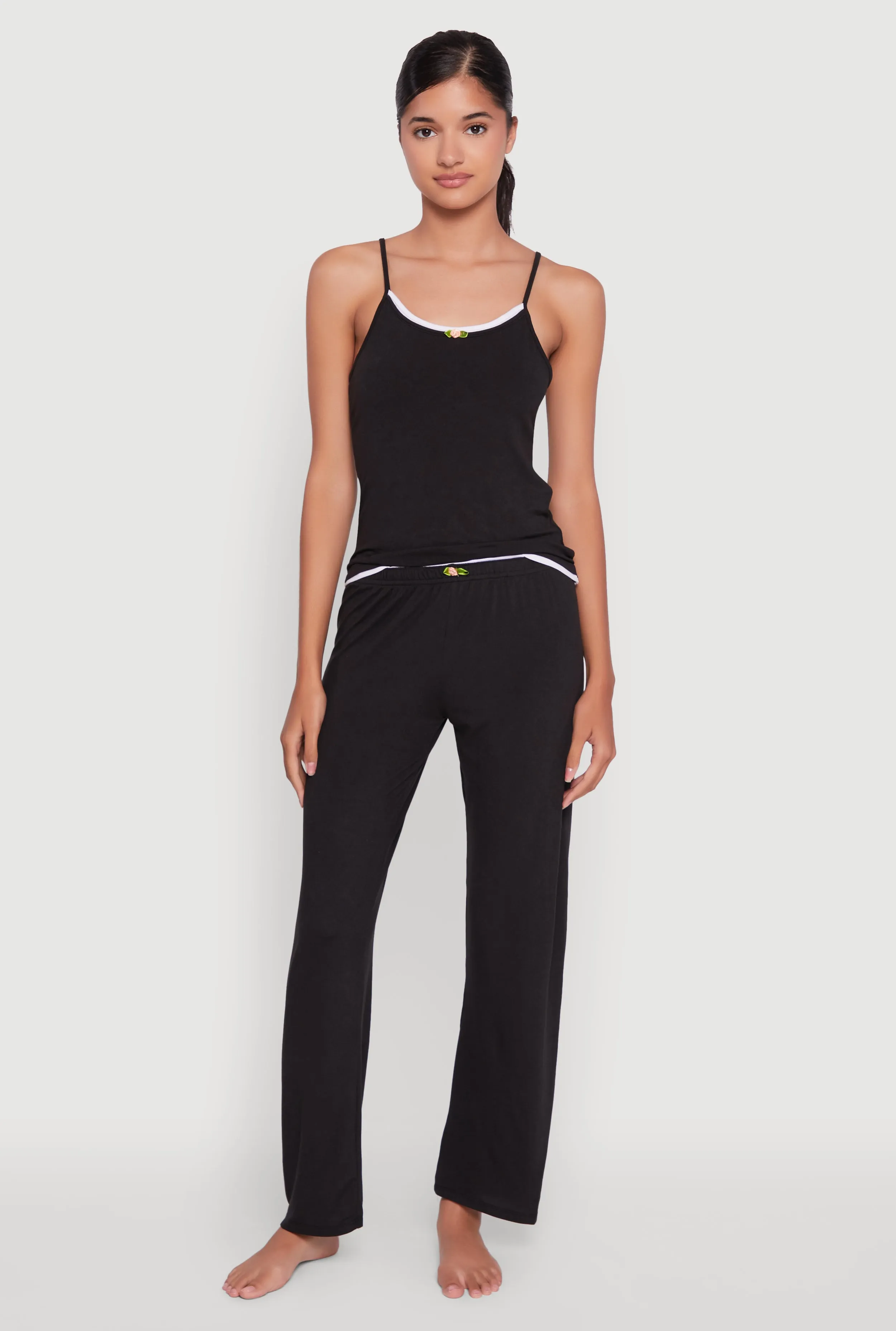 Contrast Trim Pajama Cami and Pants sold by Rainbow