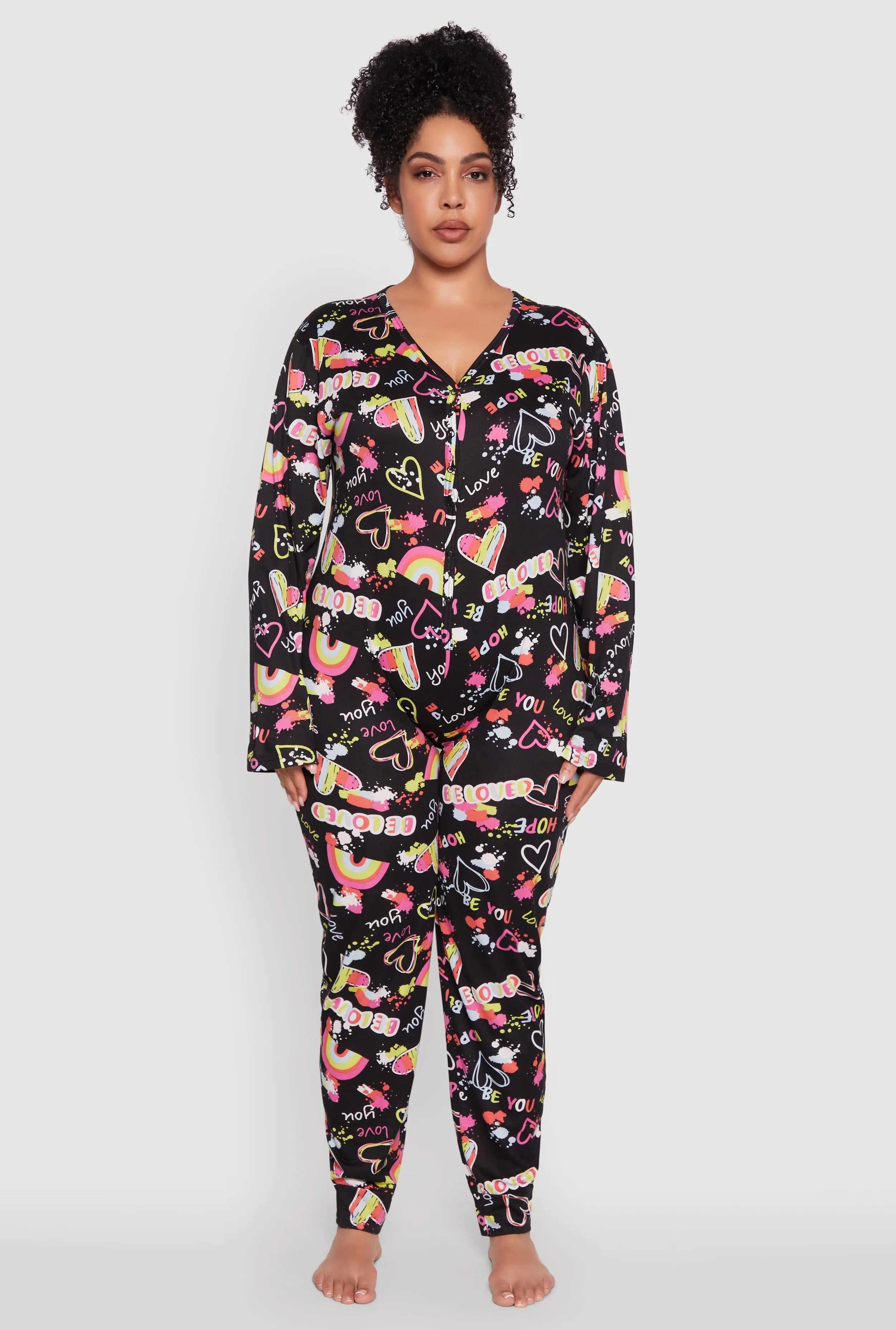 Plus Size Be Loved Graphic Pajama Onesie sold by Rainbow product image thumbnail 2
