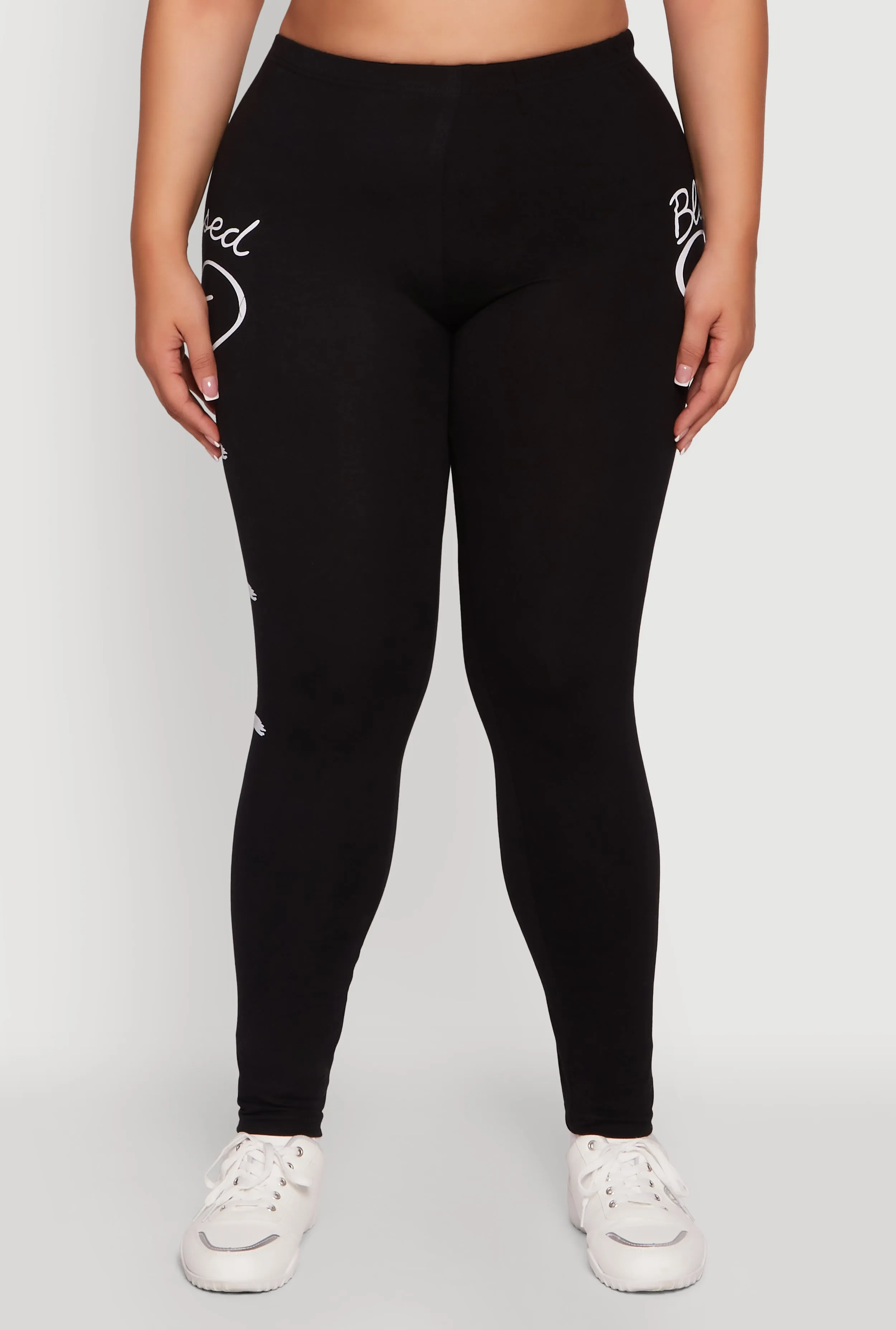 Plus Size Blessed Cross Heart Graphic Leggings sold by Rainbow product image thumbnail 5