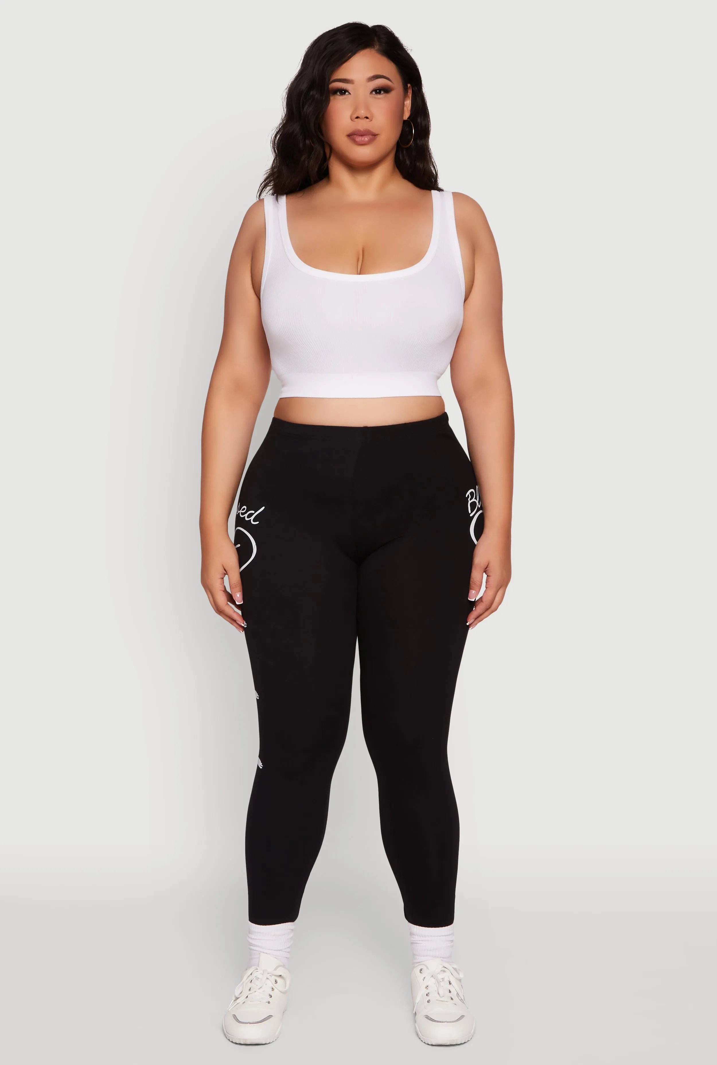 Plus Size Blessed Cross Heart Graphic Leggings sold by Rainbow product image thumbnail 2