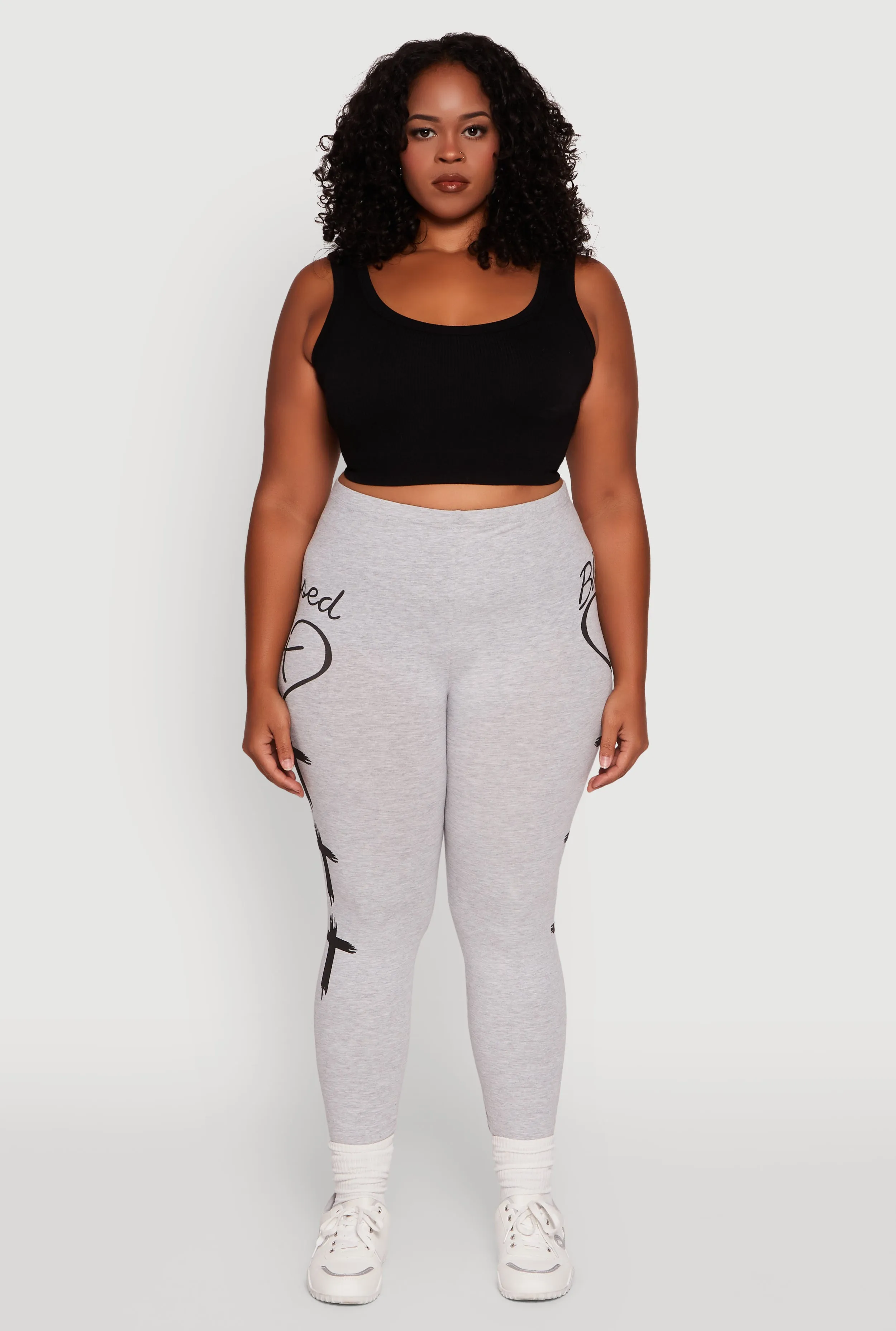 Plus Size Blessed Cross Heart Graphic Leggings sold by Rainbow product image thumbnail 2