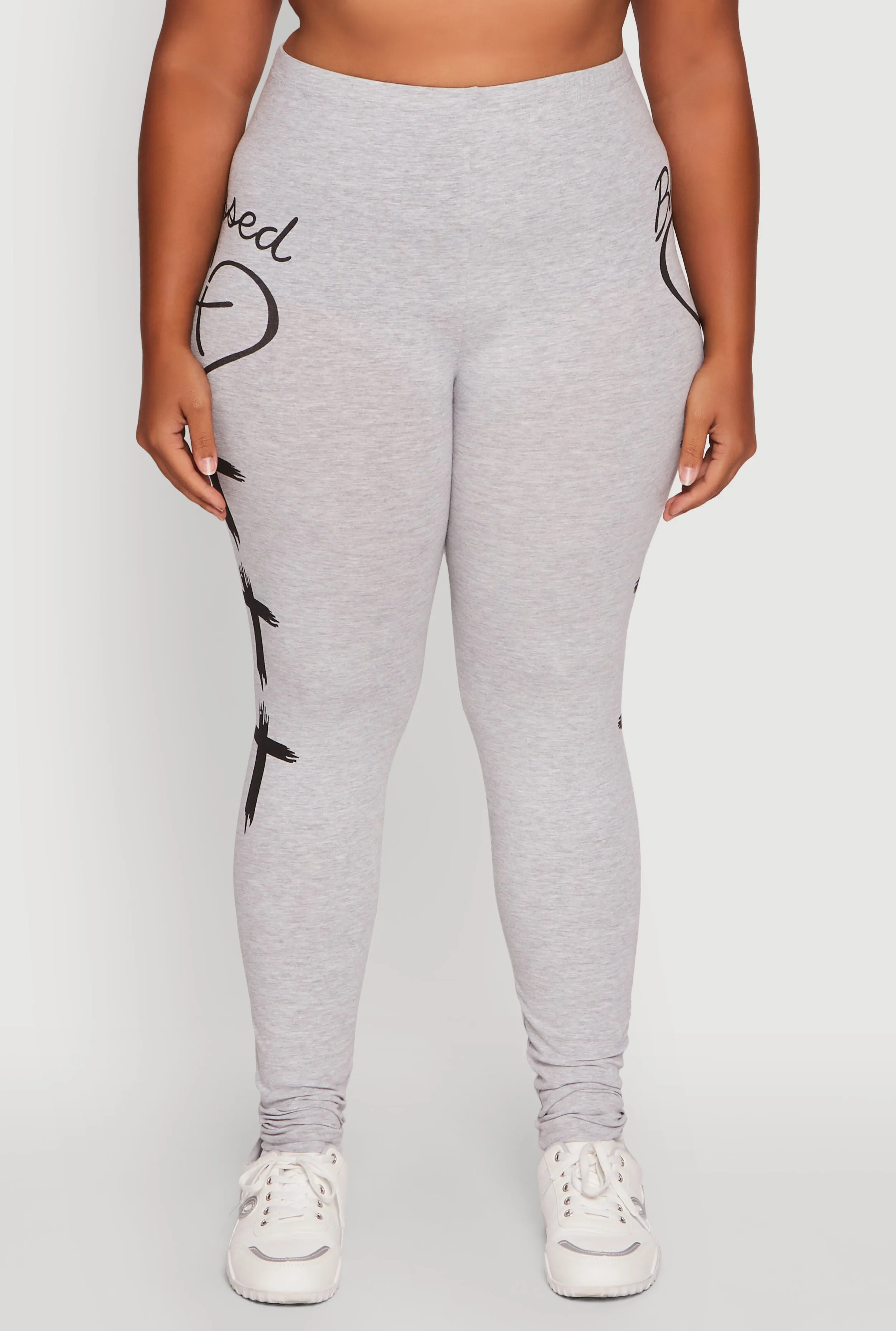 Plus Size Blessed Cross Heart Graphic Leggings sold by Rainbow product image thumbnail 5