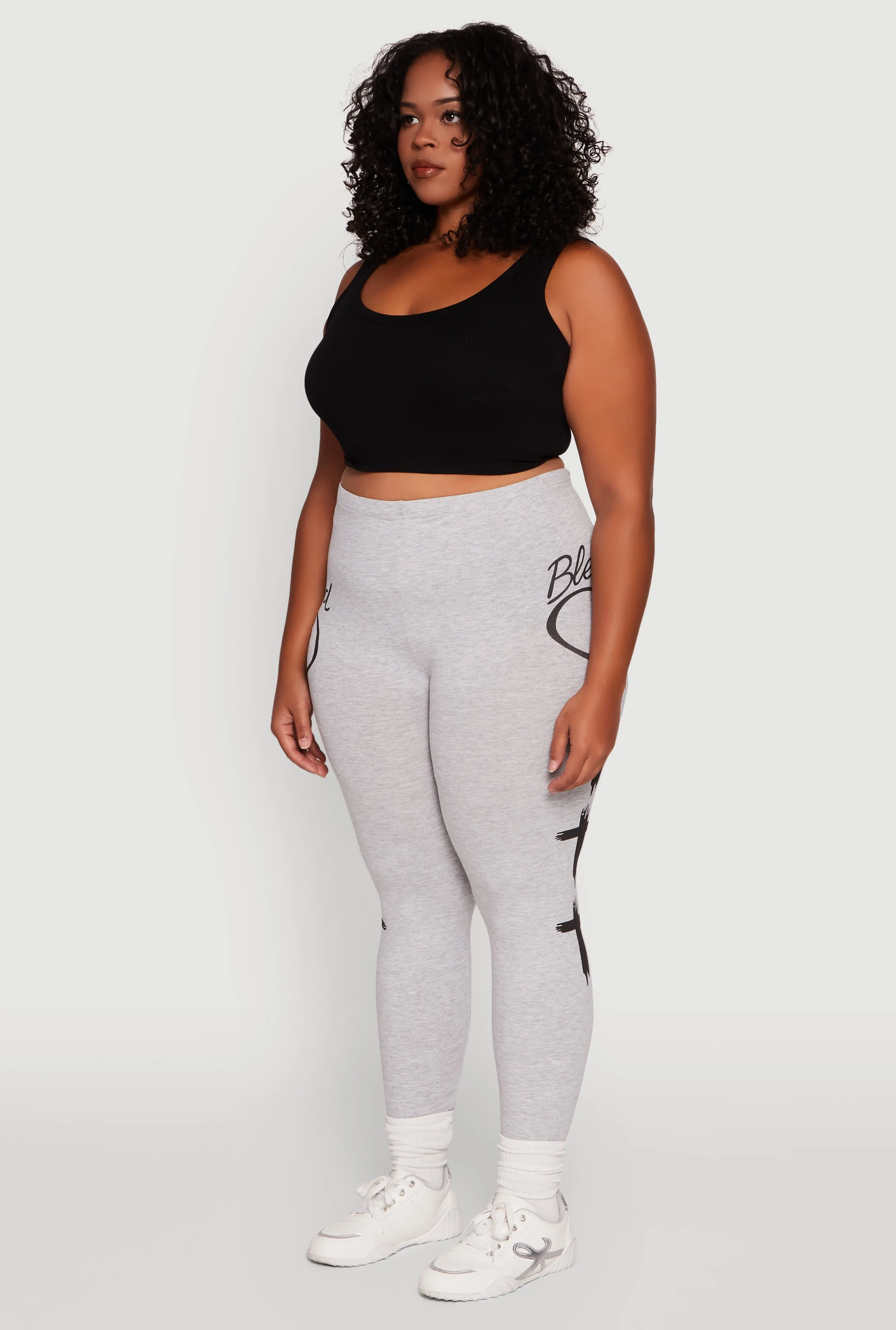 Plus Size Blessed Cross Heart Graphic Leggings sold by Rainbow product image thumbnail 3