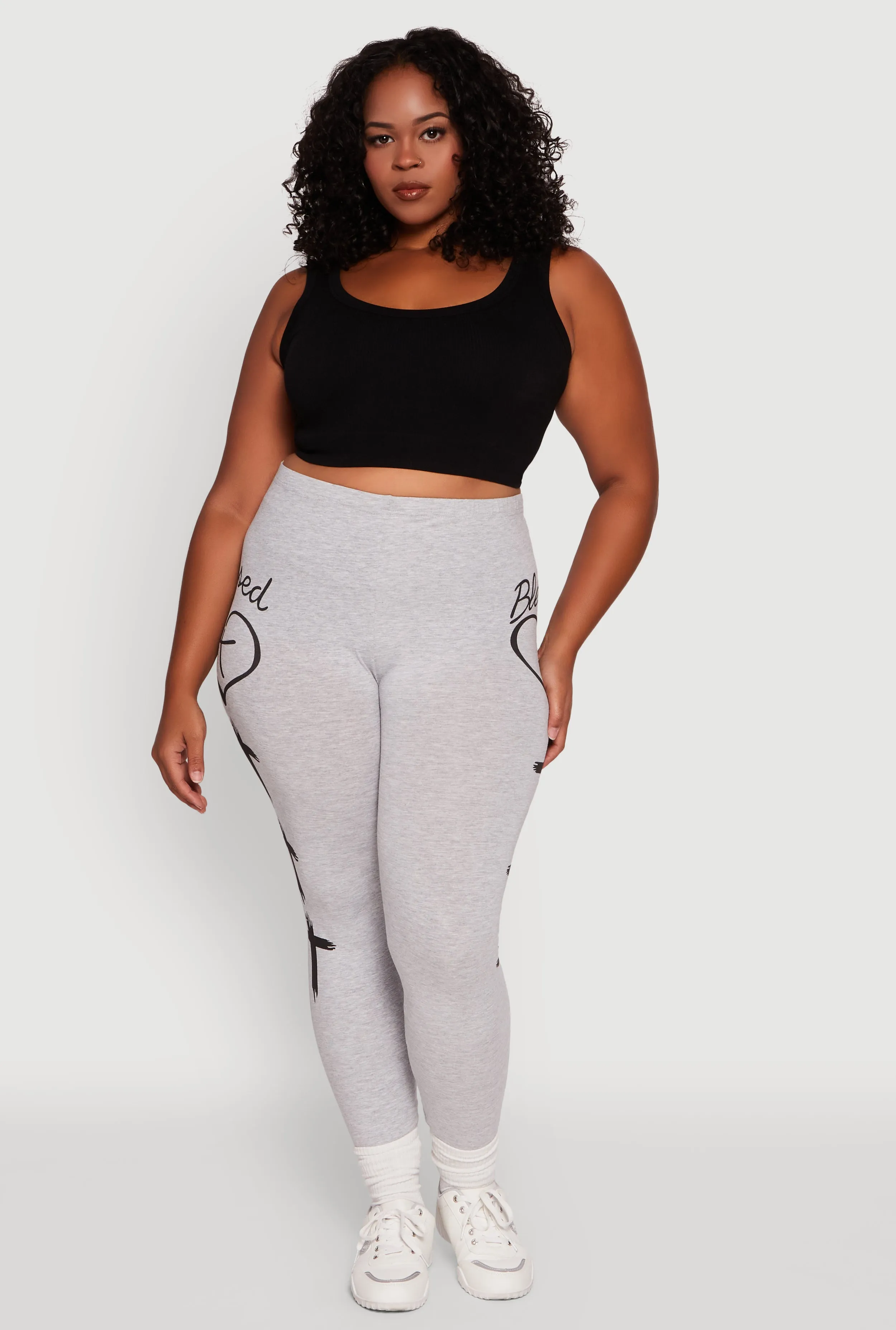 Plus Size Blessed Cross Heart Graphic Leggings sold by Rainbow product image thumbnail 2