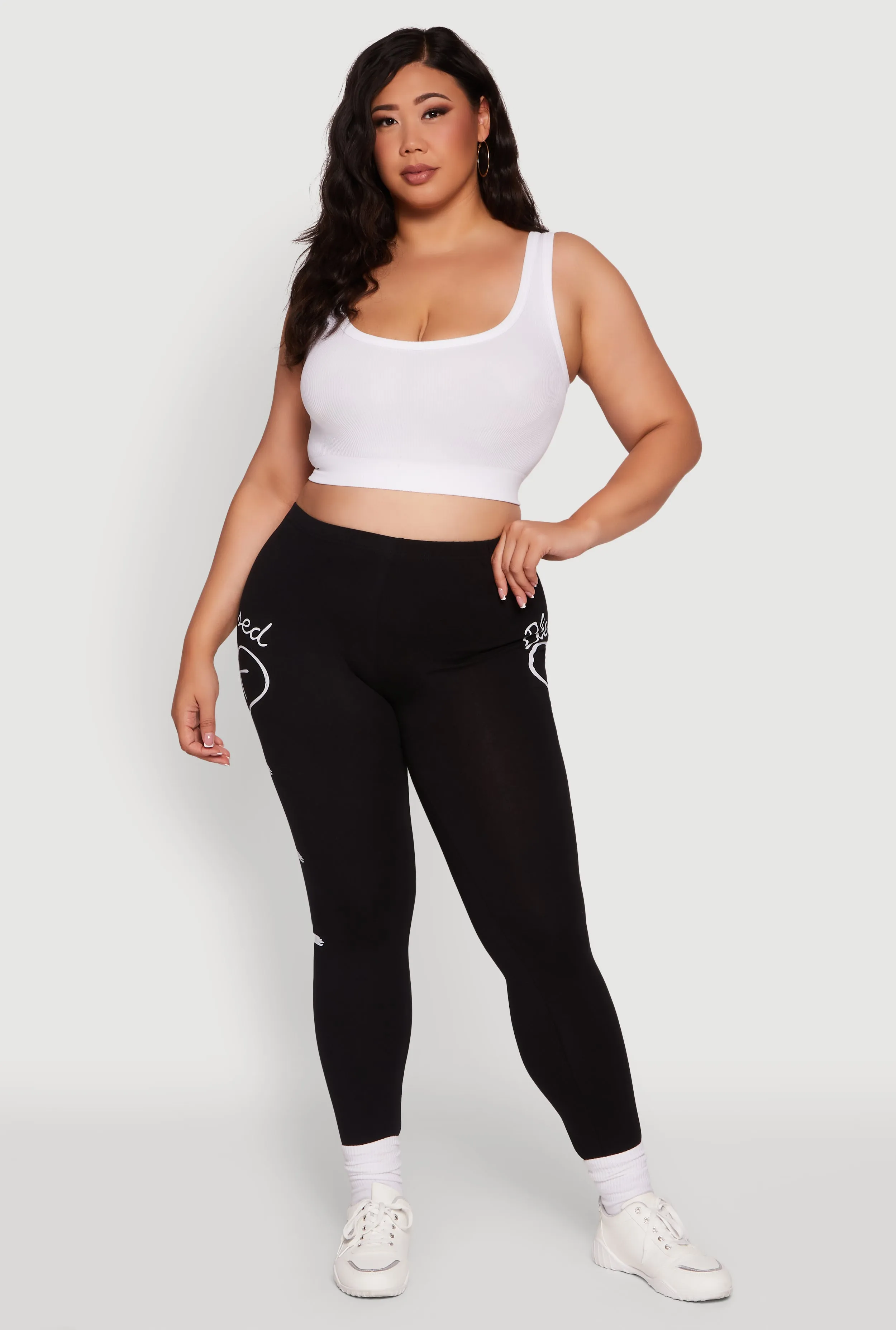 Plus Size Blessed Cross Heart Graphic Leggings sold by Rainbow