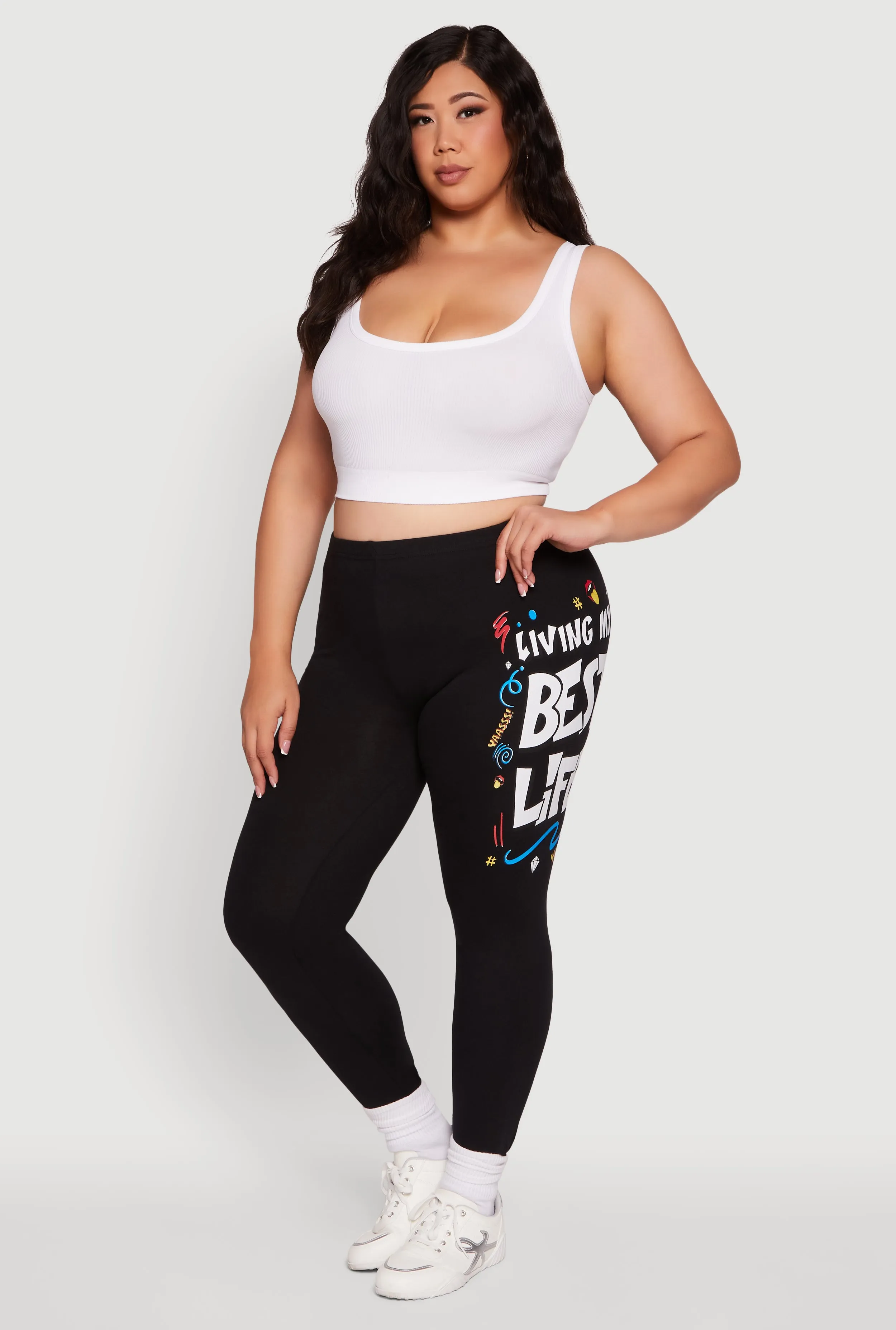 Plus Size Living My Best Life Graphic Leggings sold by Rainbow