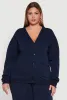 Plus Size Oversized Fleece Lined Snap Button Front Cardigan sold by Rainbow