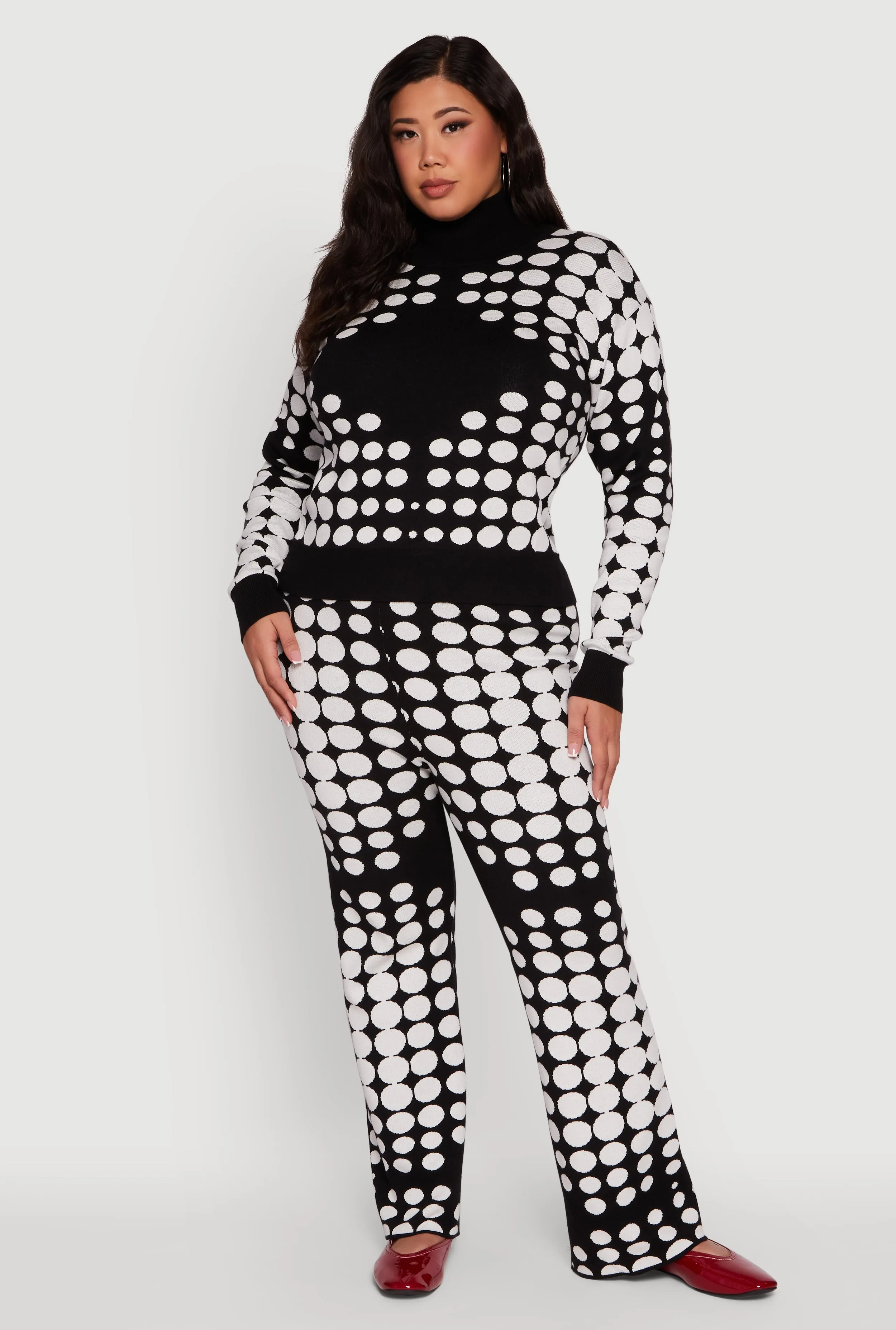 Plus Size High Waisted Wide Leg Polka Dot Pants sold by Rainbow product image thumbnail 2