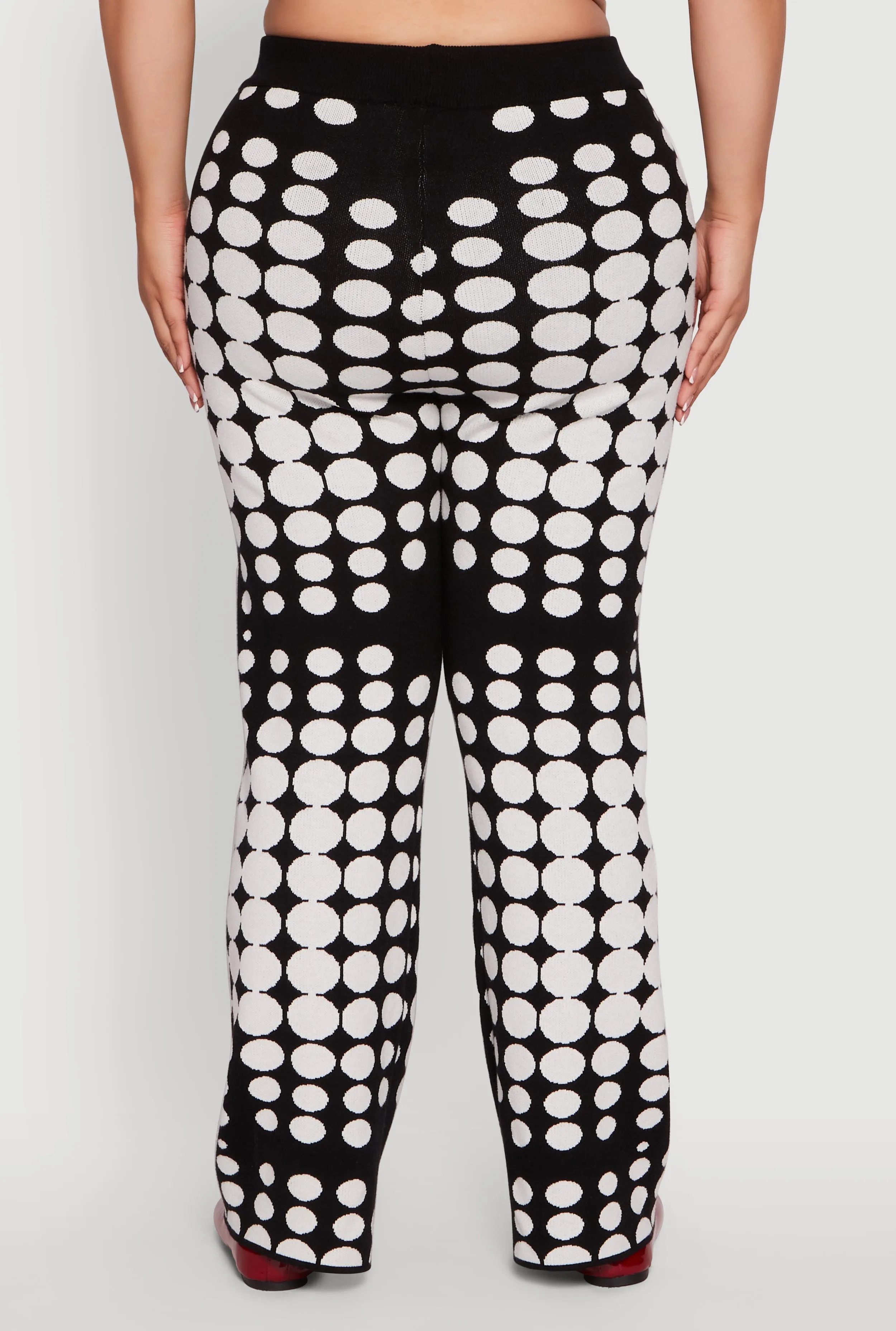 Plus Size High Waisted Wide Leg Polka Dot Pants sold by Rainbow product image thumbnail 5