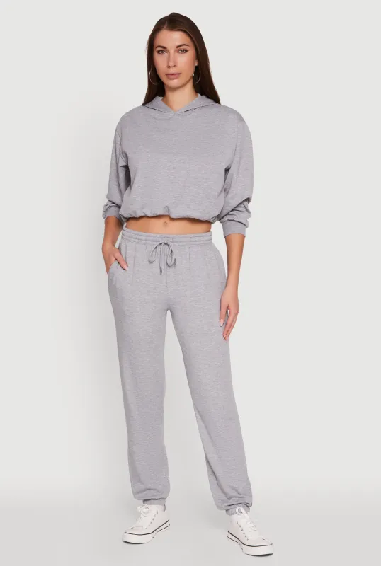 Mid Rise Drawstring Waist Fleece Sweatpants sold by Rainbow