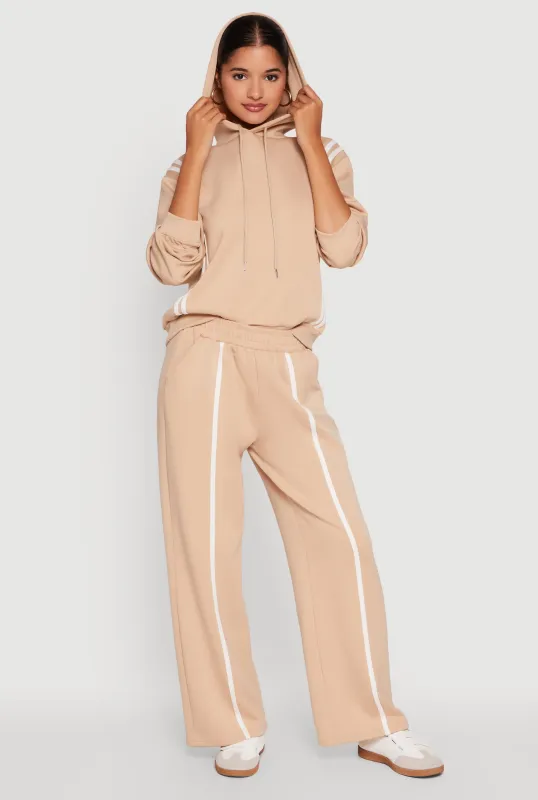 Contrast Trim Mid Rise Wide Leg Sweatpants sold by Rainbow
