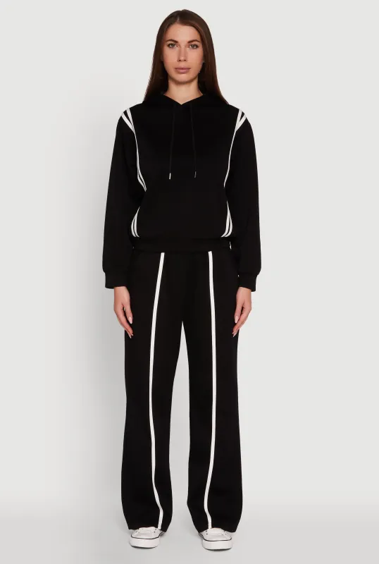 Contrast Trim Mid Rise Wide Leg Sweatpants sold by Rainbow