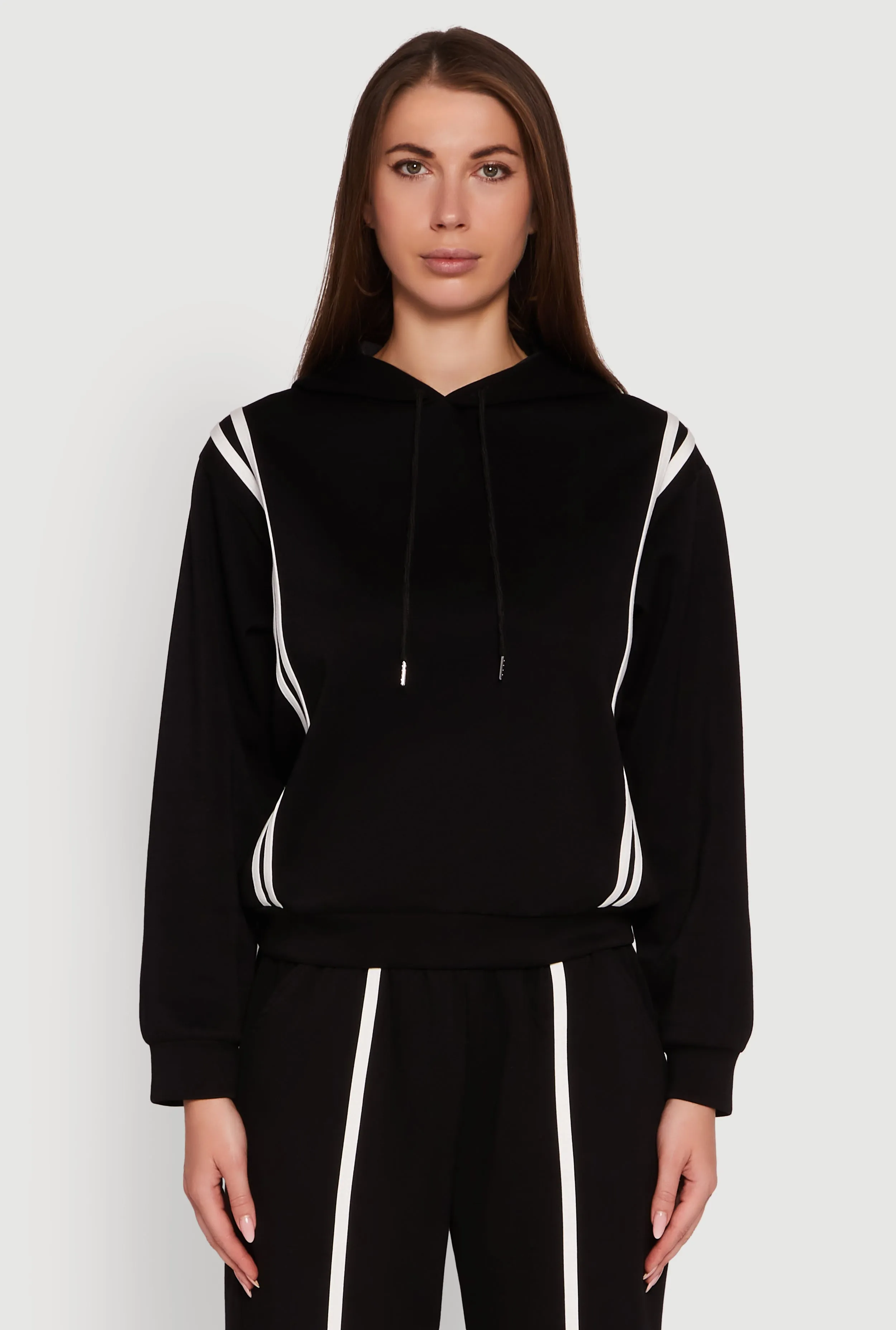 Varsity Stripe Hooded Pullover Sweatshirt sold by Rainbow