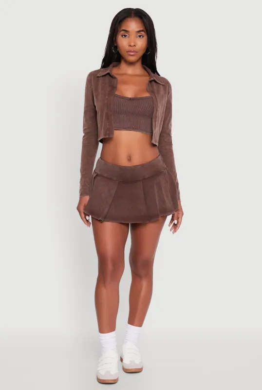 Trendy Acid Wash Pleated Micro Skort sold by Rainbow