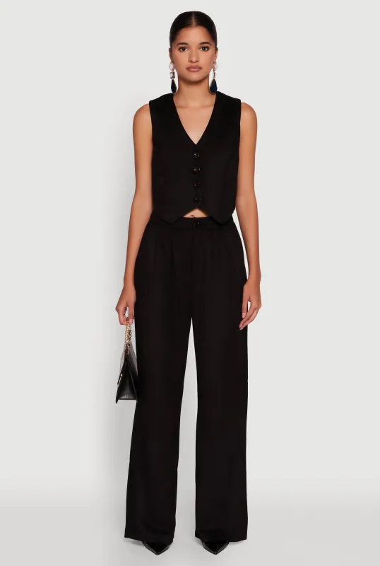 Faux Suede High Waist Pleated Dress Pants sold by Rainbow
