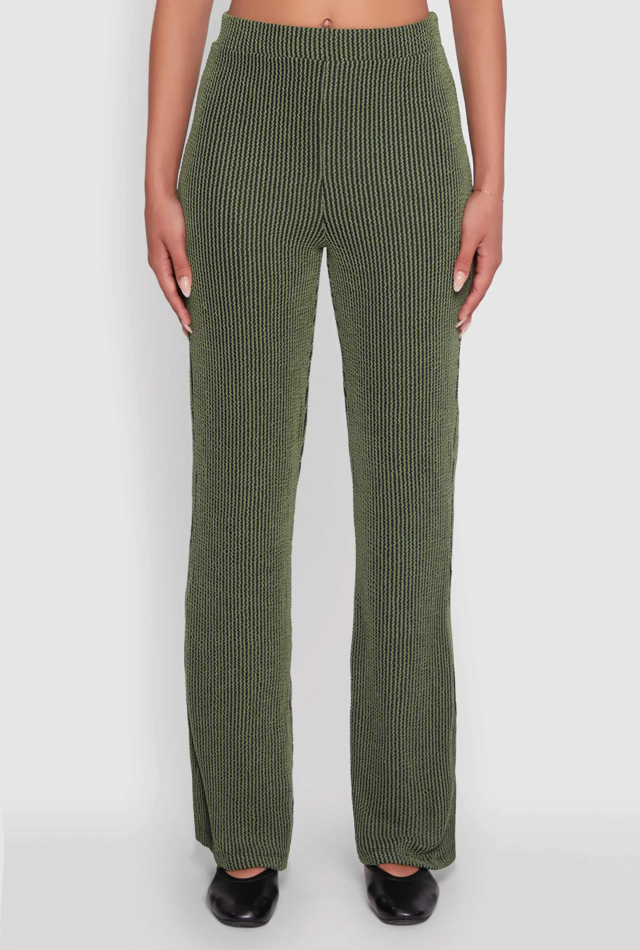 Shadow Stripe Rib Knit Pull On Flare Pants sold by Rainbow product image thumbnail 3