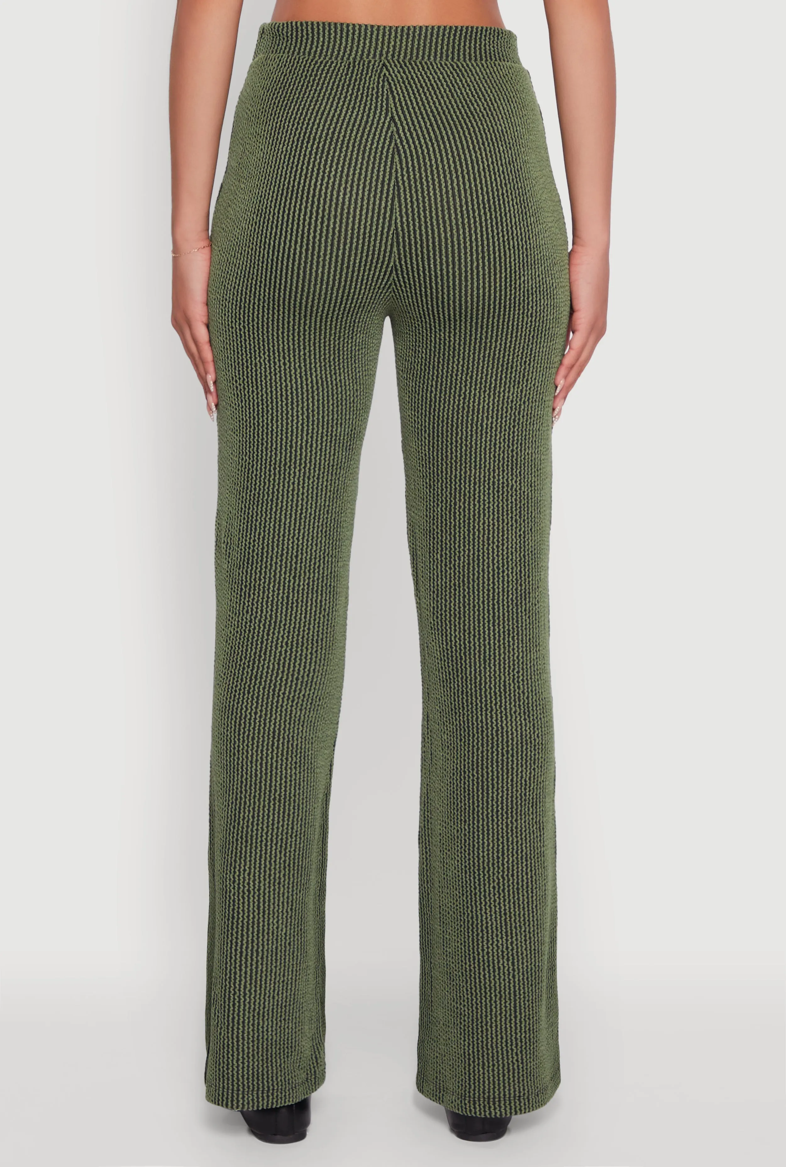 Shadow Stripe Rib Knit Pull On Flare Pants sold by Rainbow product image thumbnail 5