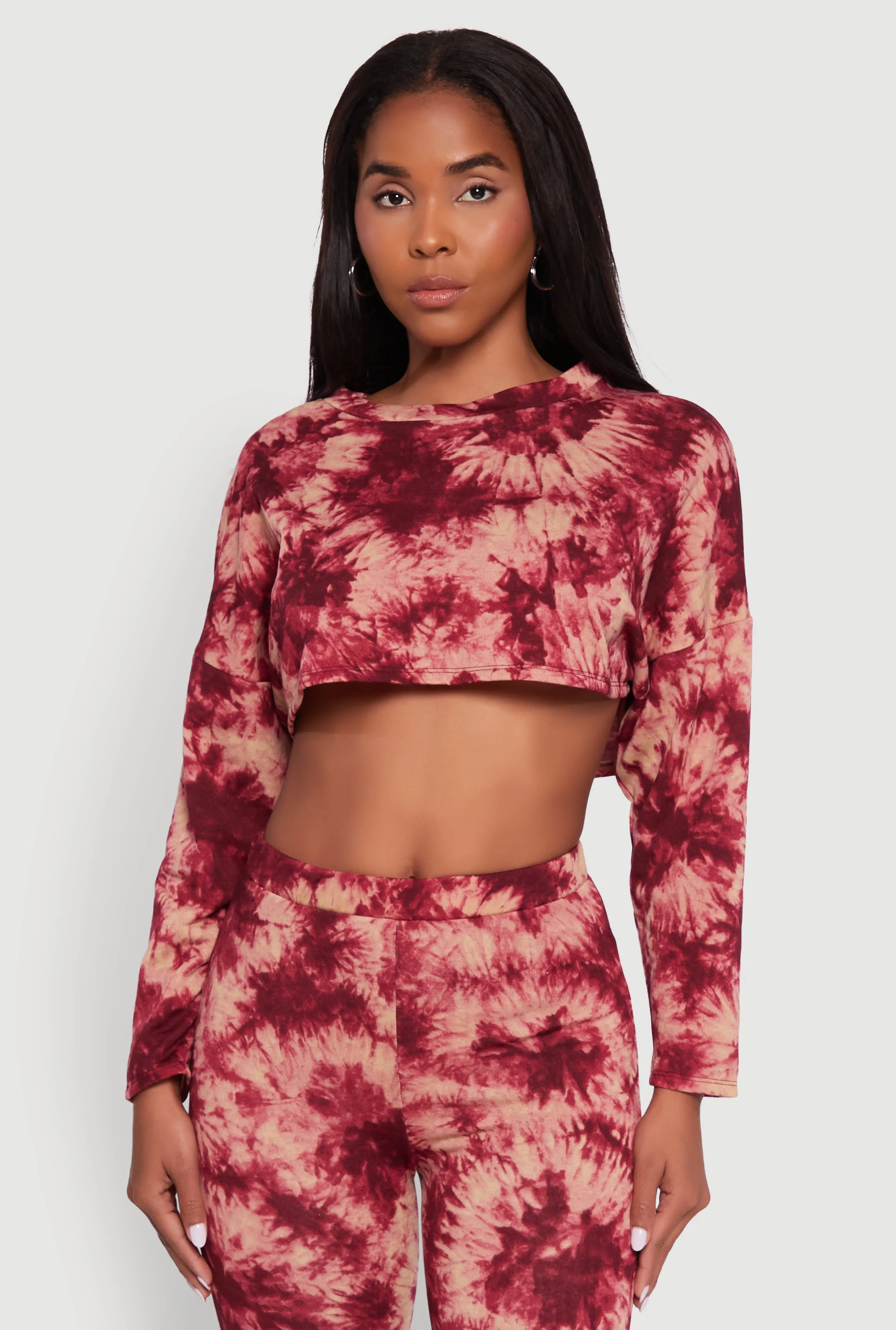 Long Sleeve Tie Dye Cropped Sweatshirt sold by Rainbow