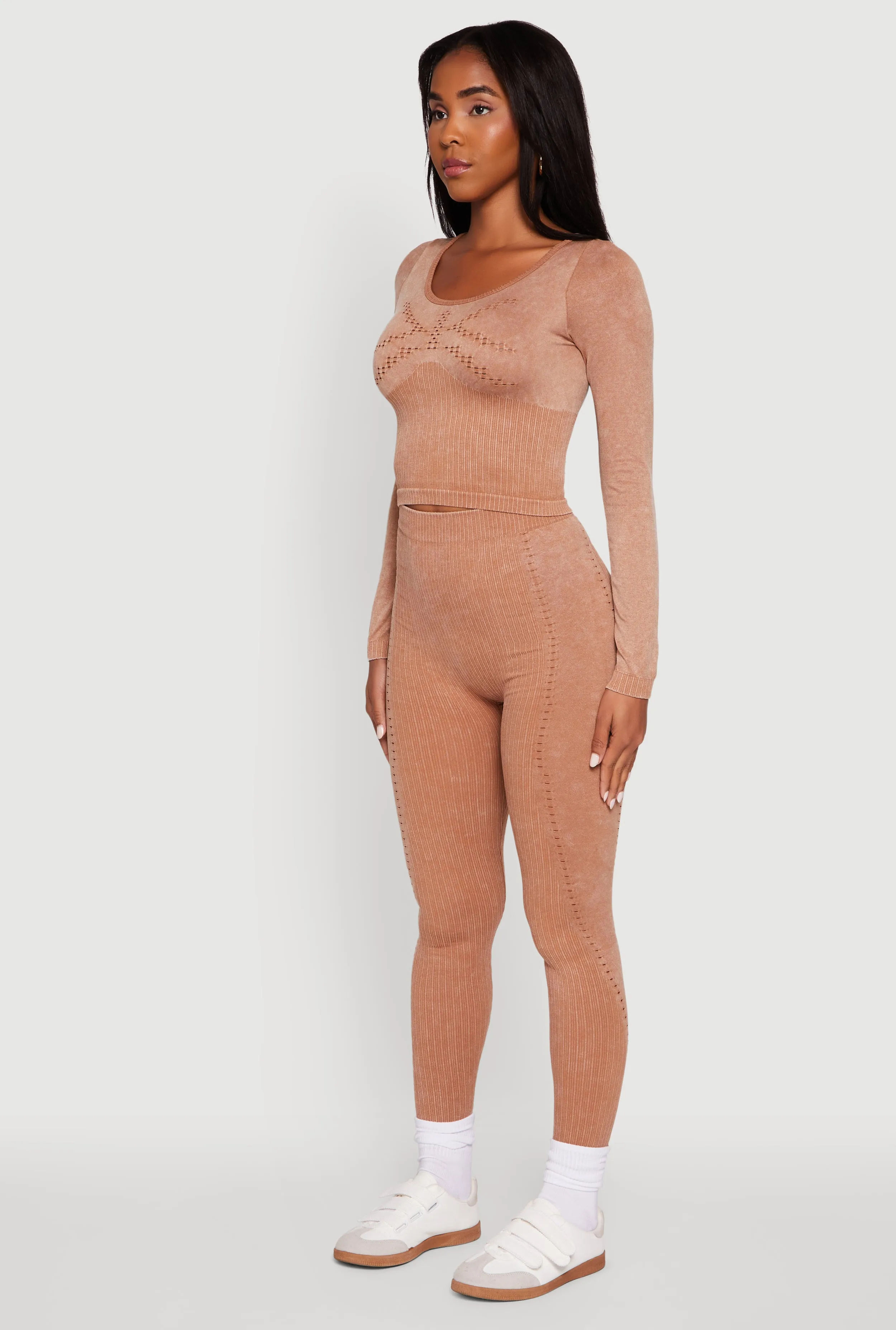 Seamless Laser Cut Corset Detail Crop Top sold by Rainbow product image thumbnail 5