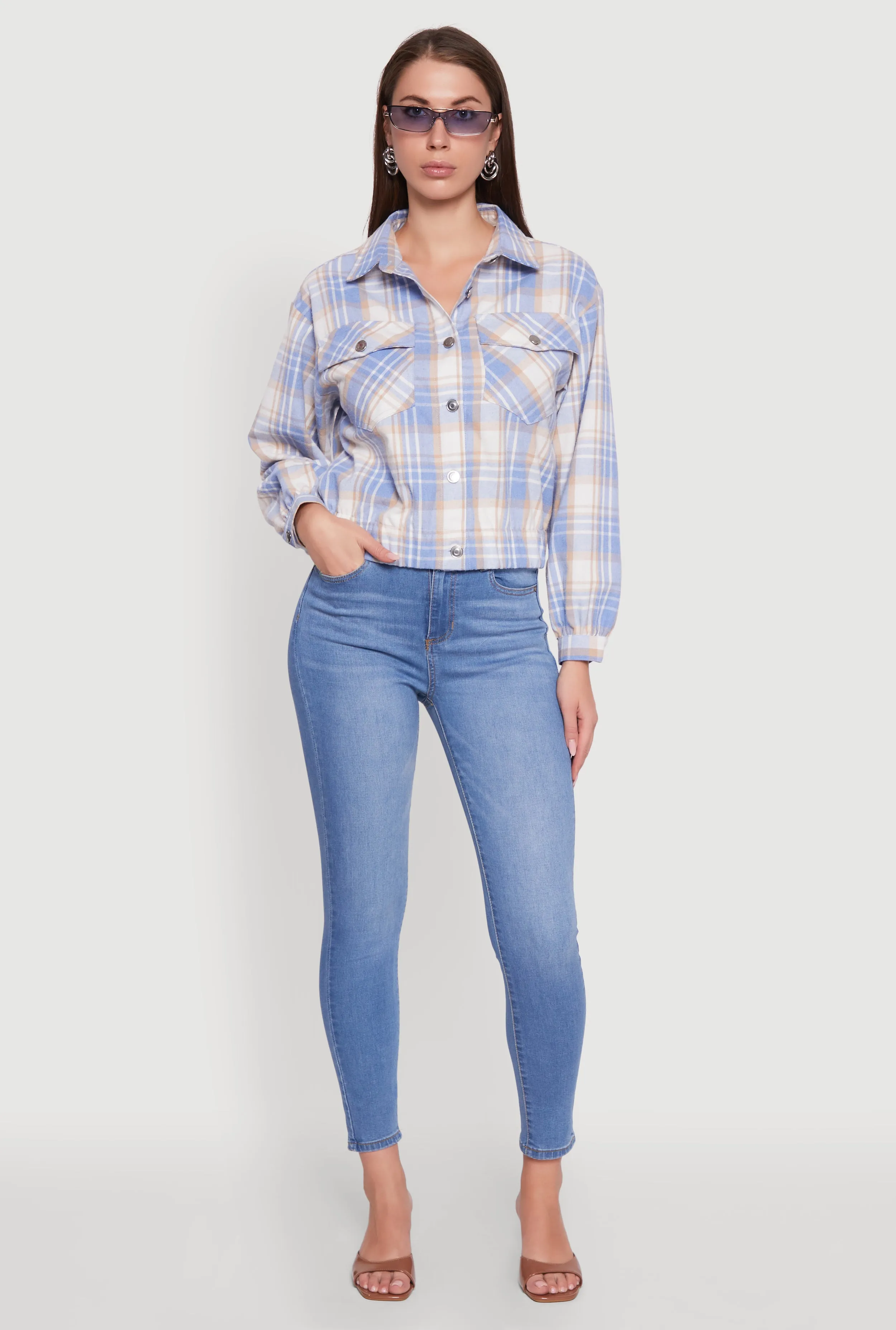 Plaid Button Front Long Sleeve Flannel Shirt sold by Rainbow product image thumbnail 3