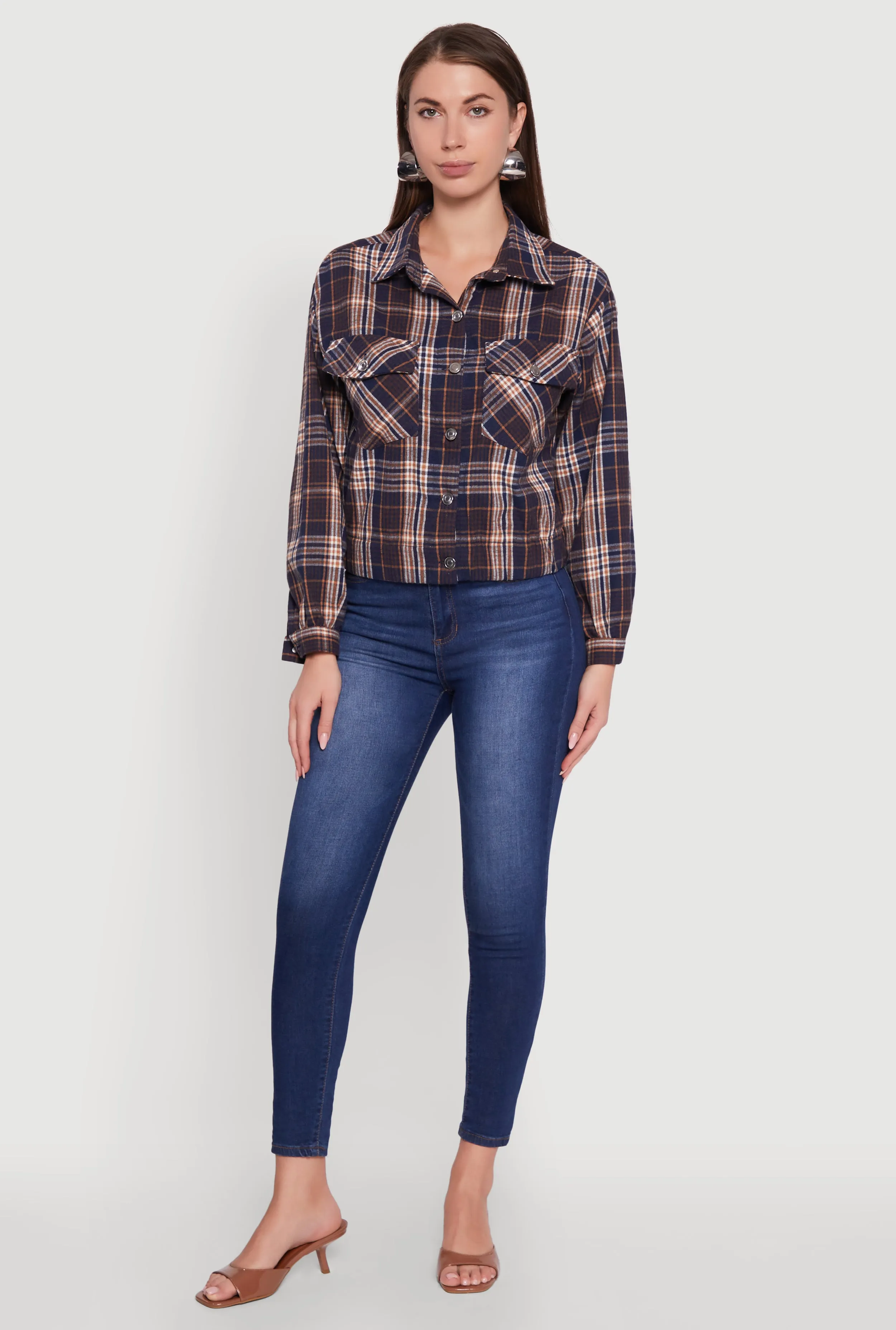 Plaid Button Front Long Sleeve Flannel Shirt sold by Rainbow product image thumbnail 2