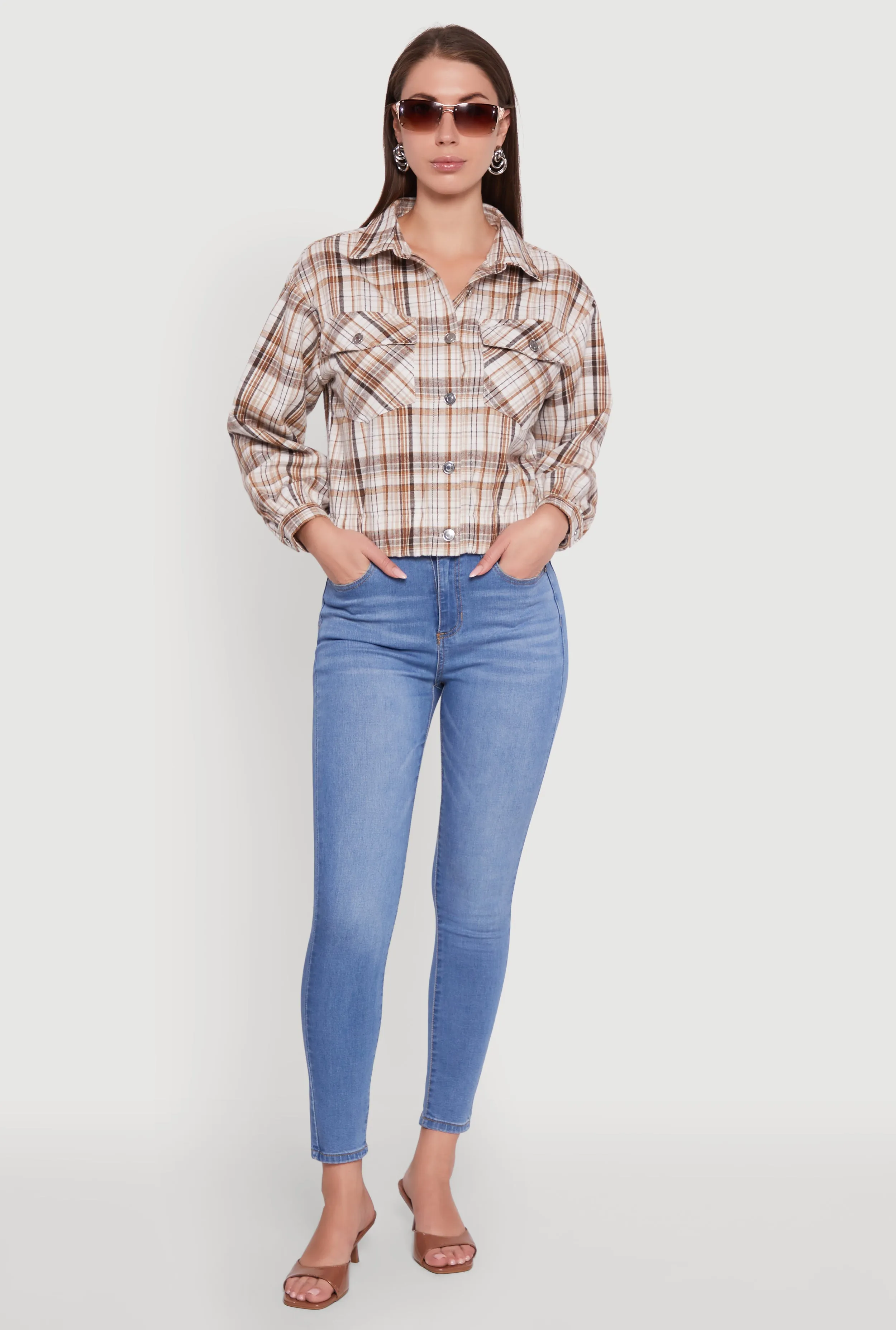 Plaid Button Front Long Sleeve Flannel Shirt sold by Rainbow