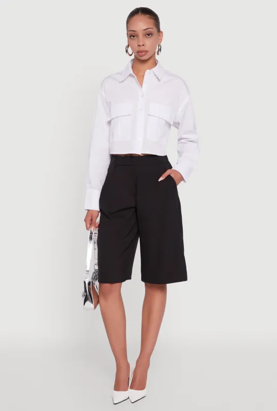 Poplin Flap Pocket Boxy Cropped Shirt sold by Rainbow