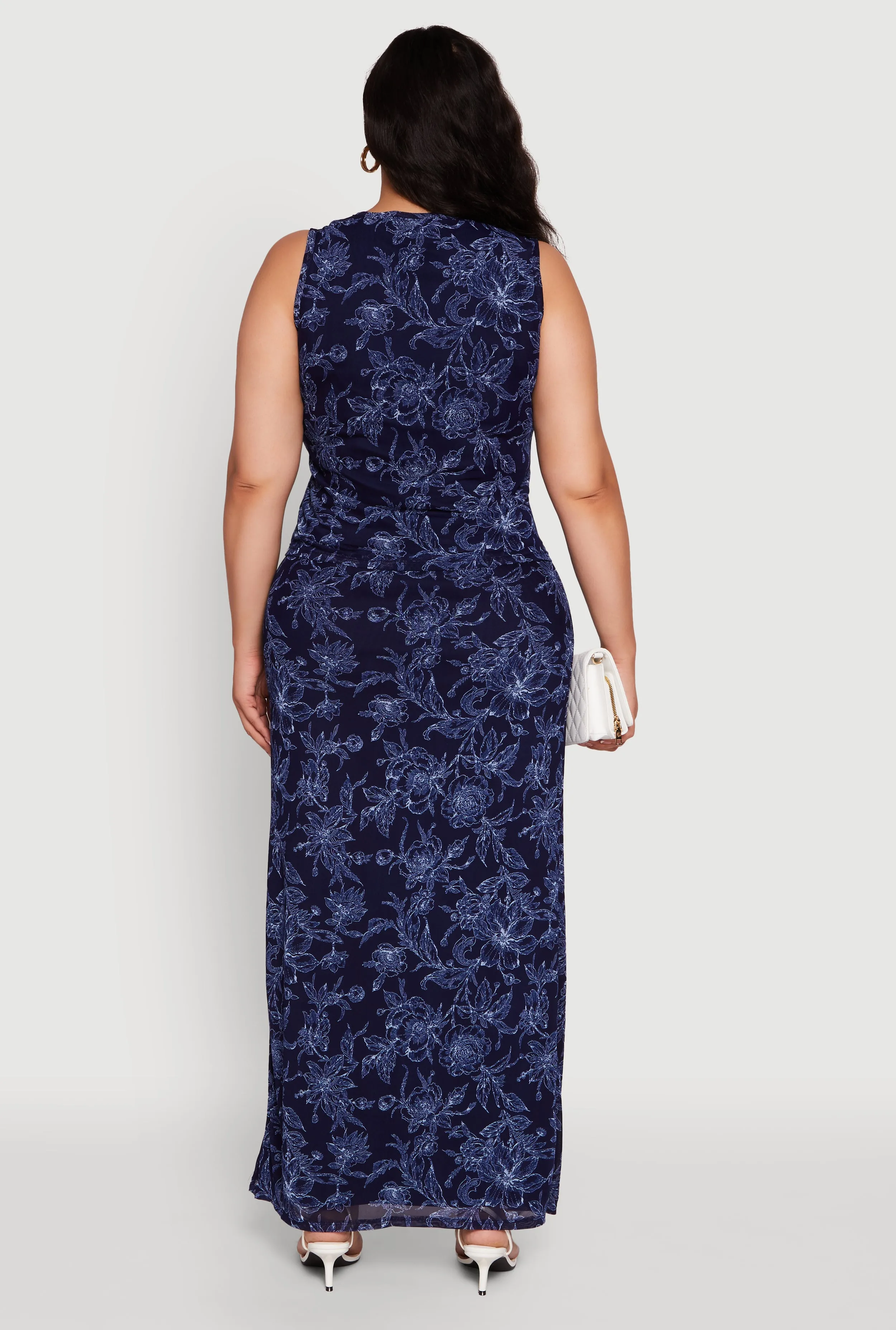 Plus Size Printed Patterned Mesh Tank Top and Side Slit Maxi Skirt sold by Rainbow product image thumbnail 5