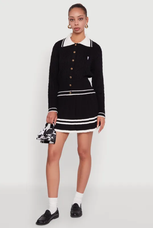 High Waisted Varsity Stripe Pleated Skirt sold by Rainbow