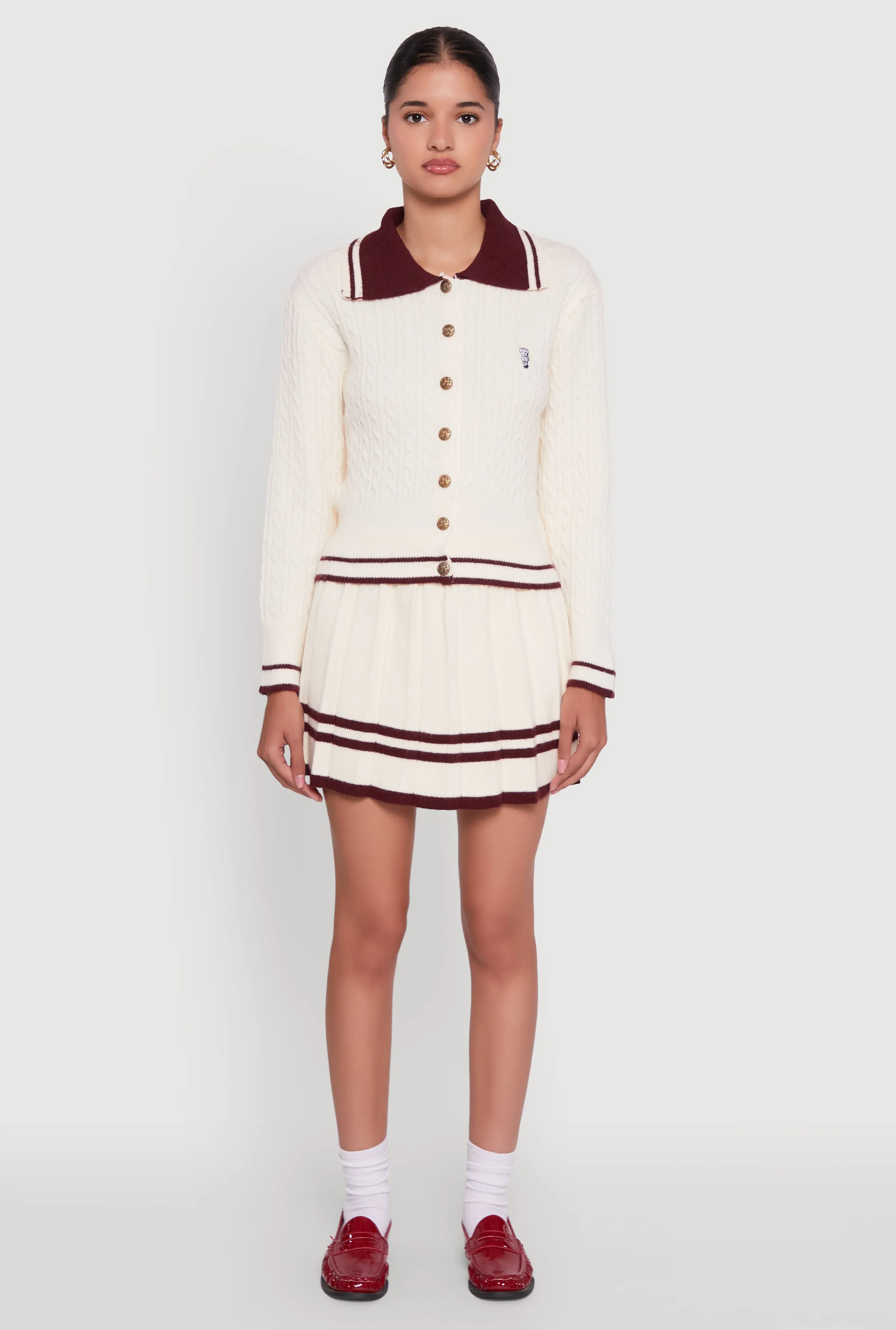 High Waisted Varsity Stripe Pleated Skirt sold by Rainbow product image thumbnail 2