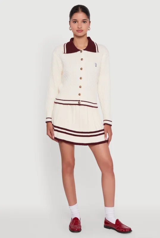 High Waisted Varsity Stripe Pleated Skirt sold by Rainbow