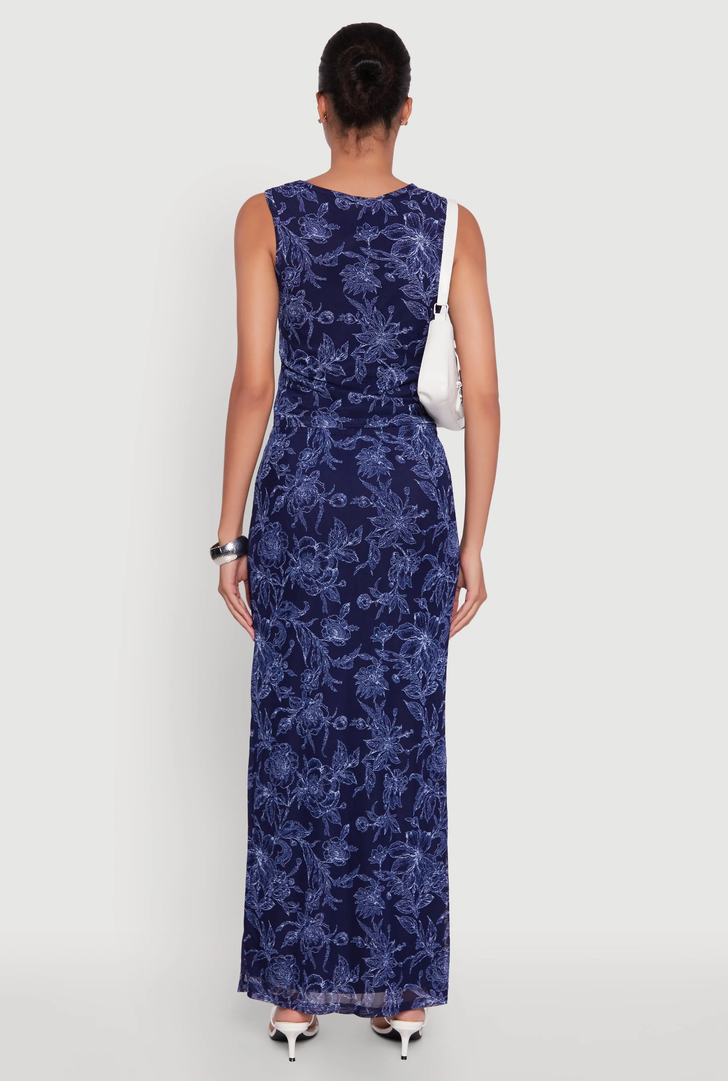 Printed Patterned Mesh Tank Top and Side Slit Maxi Skirt sold by Rainbow product image thumbnail 5