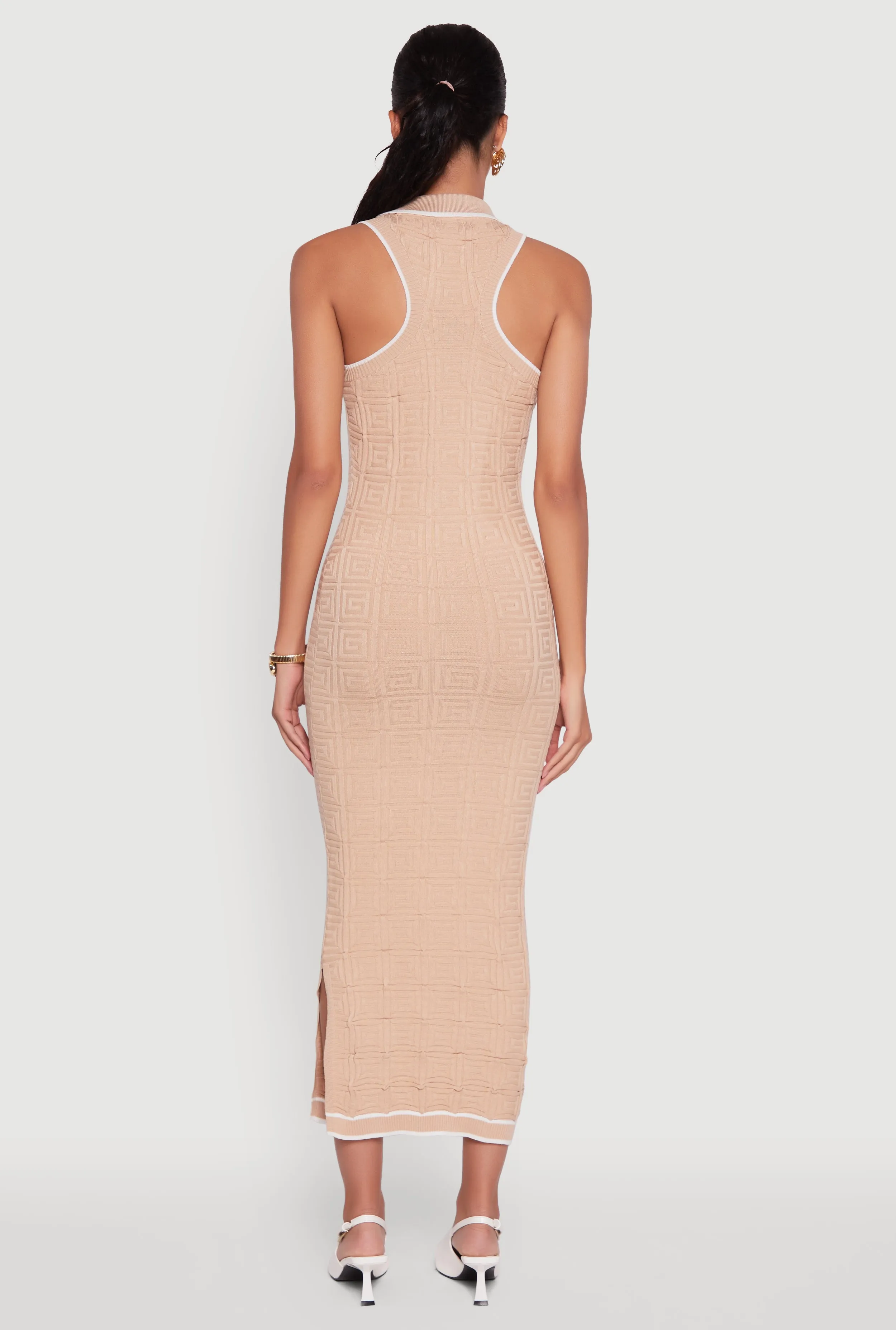 Textured Knit Greek Key Patterned Midi Dress sold by Rainbow product image thumbnail 5