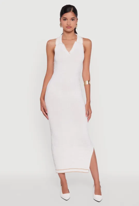 Textured Knit Greek Key Patterned Midi Dress sold by Rainbow