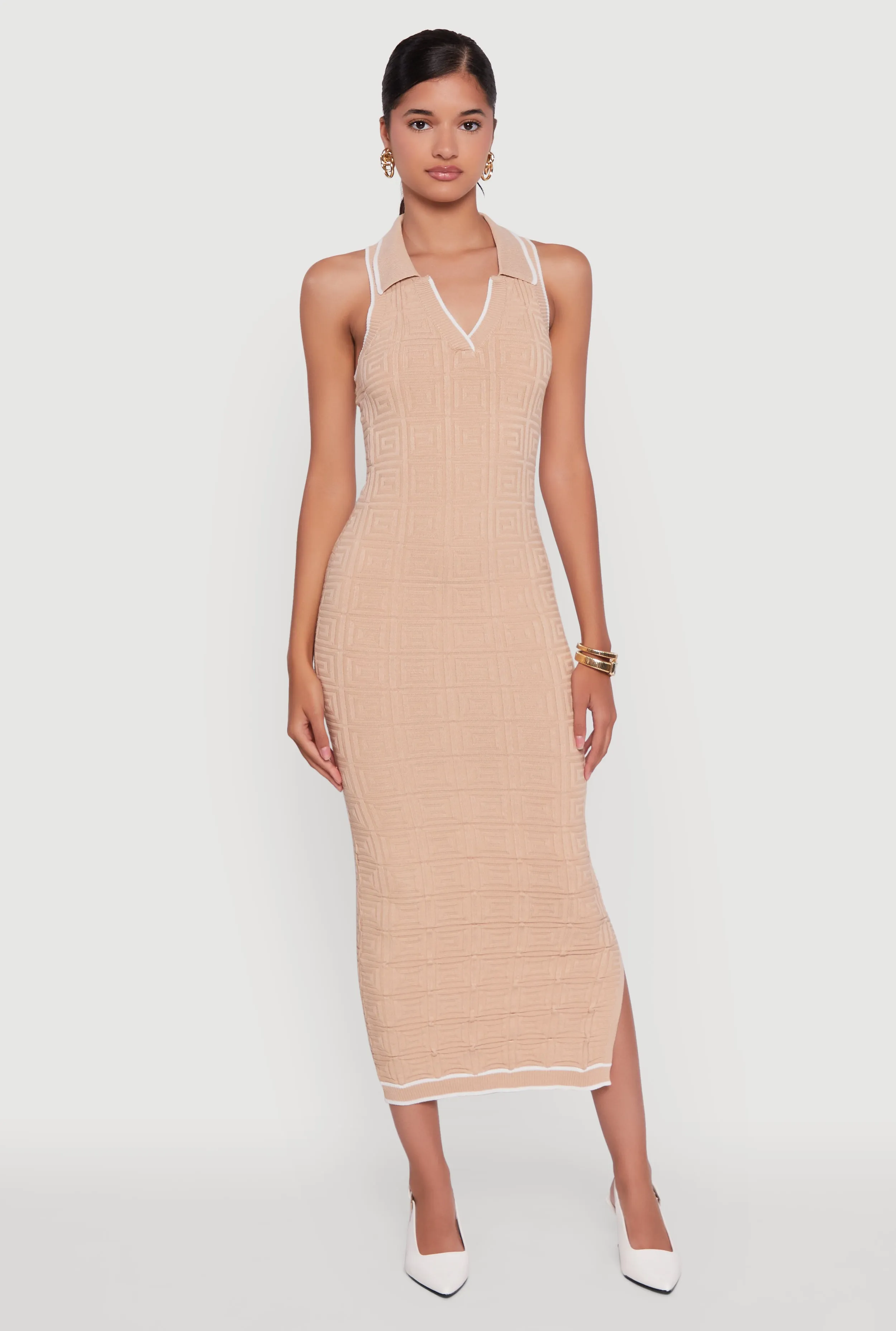 Textured Knit Greek Key Patterned Midi Dress sold by Rainbow product image thumbnail 2