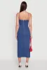 Denim Pintuck Scoop Neck Side Slit Dress sold by Rainbow