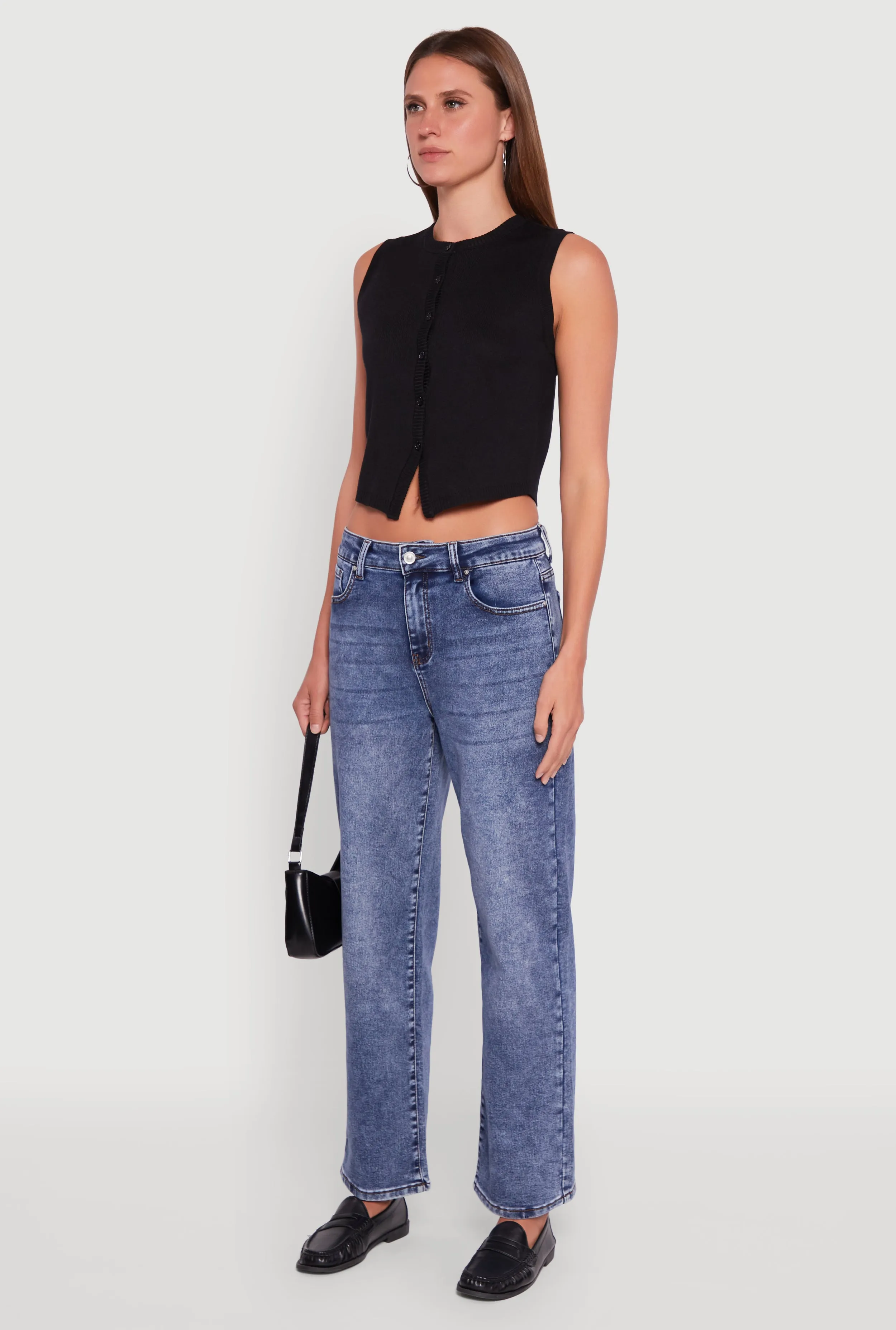 Acid Wash Mid Rise Straight Leg Jeans sold by Rainbow product image thumbnail 3