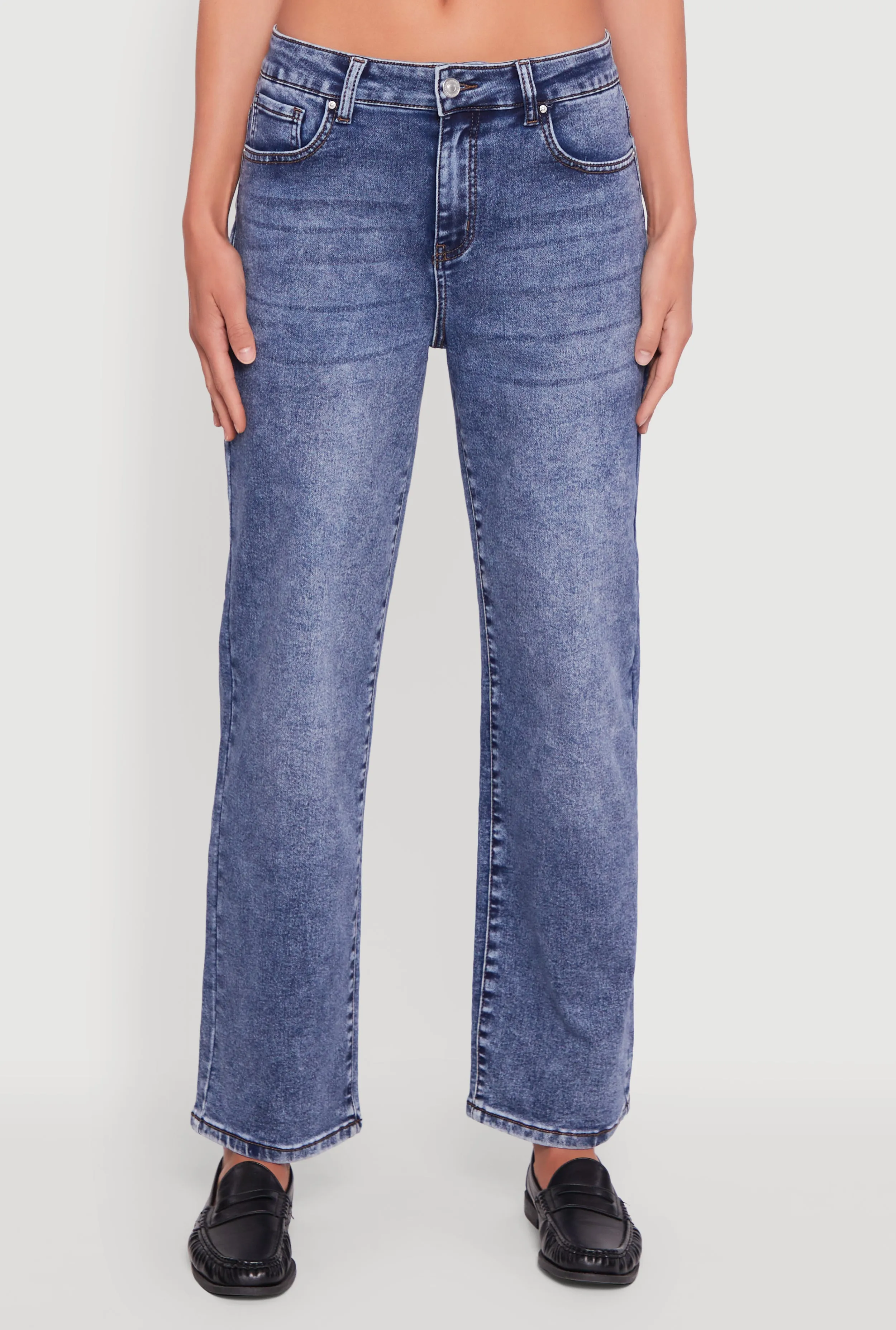 Acid Wash Mid Rise Straight Leg Jeans sold by Rainbow product image thumbnail 5