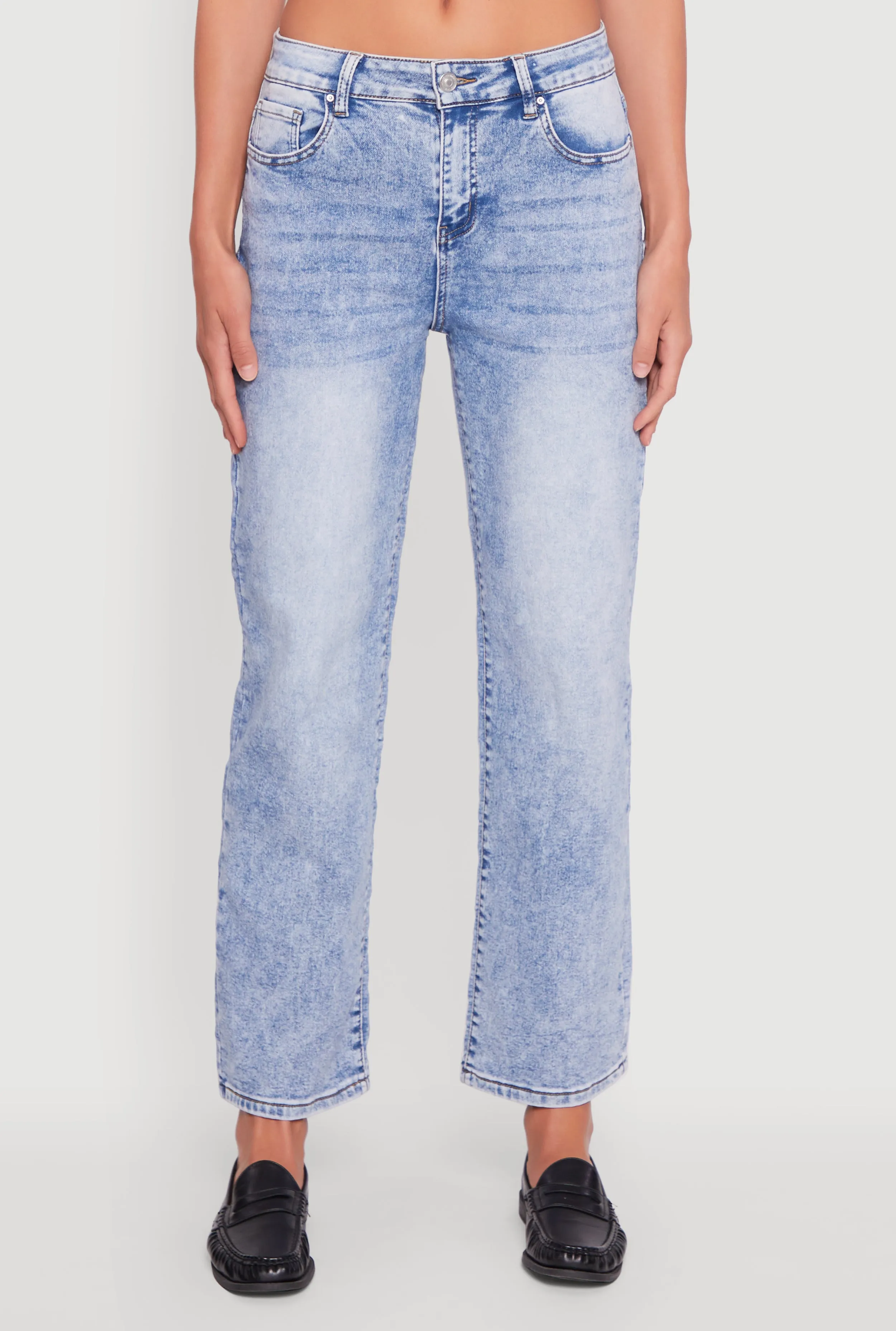 Acid Wash Mid Rise Straight Leg Jeans sold by Rainbow product image thumbnail 5