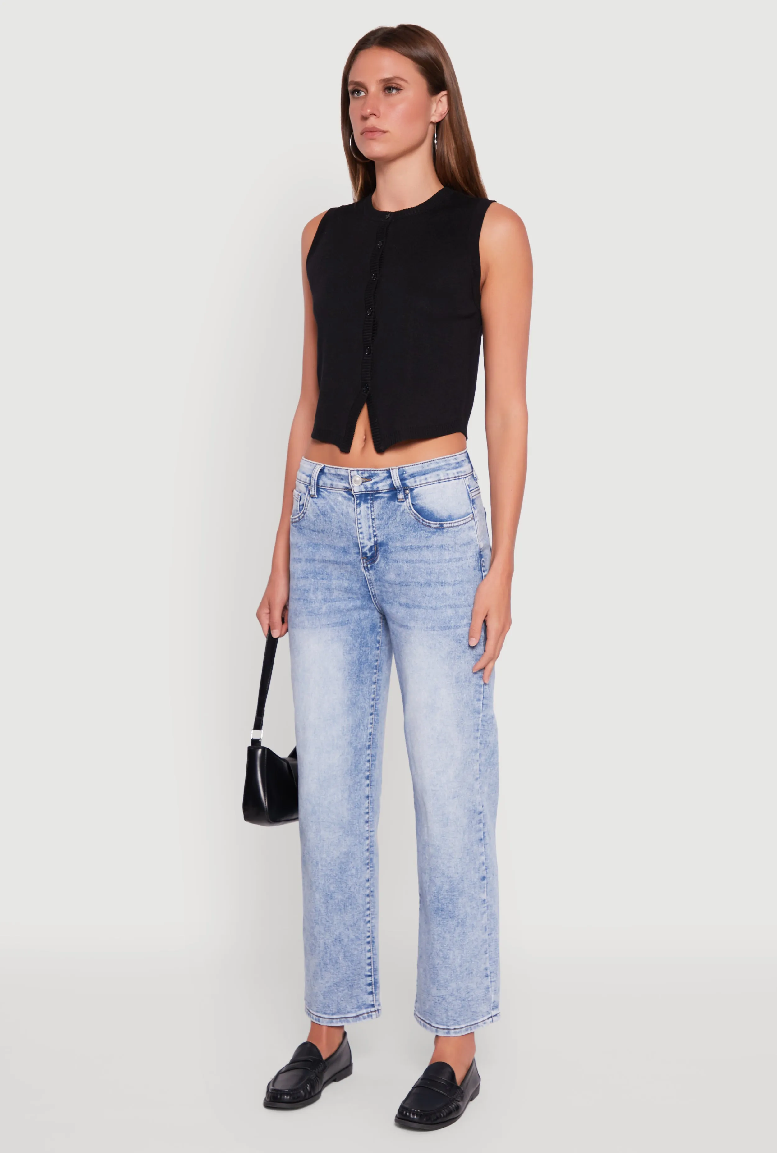 Acid Wash Mid Rise Straight Leg Jeans sold by Rainbow product image thumbnail 3