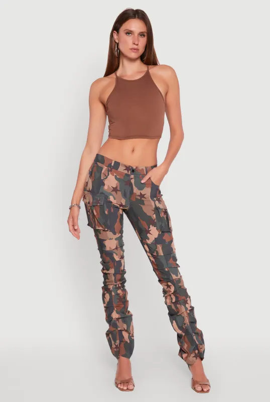 Printed Pattern Stacked Cargo Pants sold by Rainbow