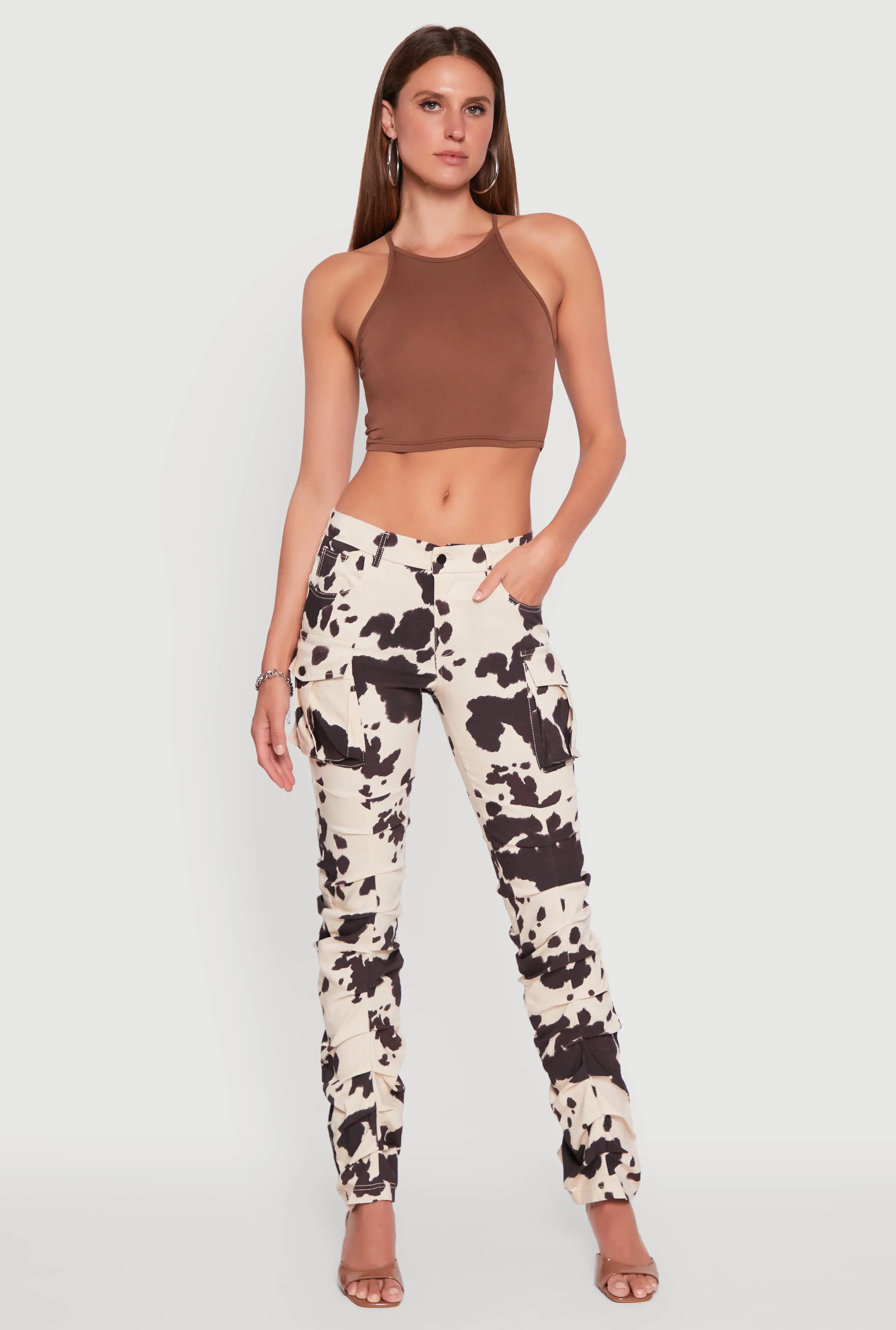 Printed Pattern Stacked Cargo Pants sold by Rainbow