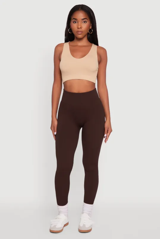 Ribbed Knit Fleece Lined High Waist Leggings sold by Rainbow